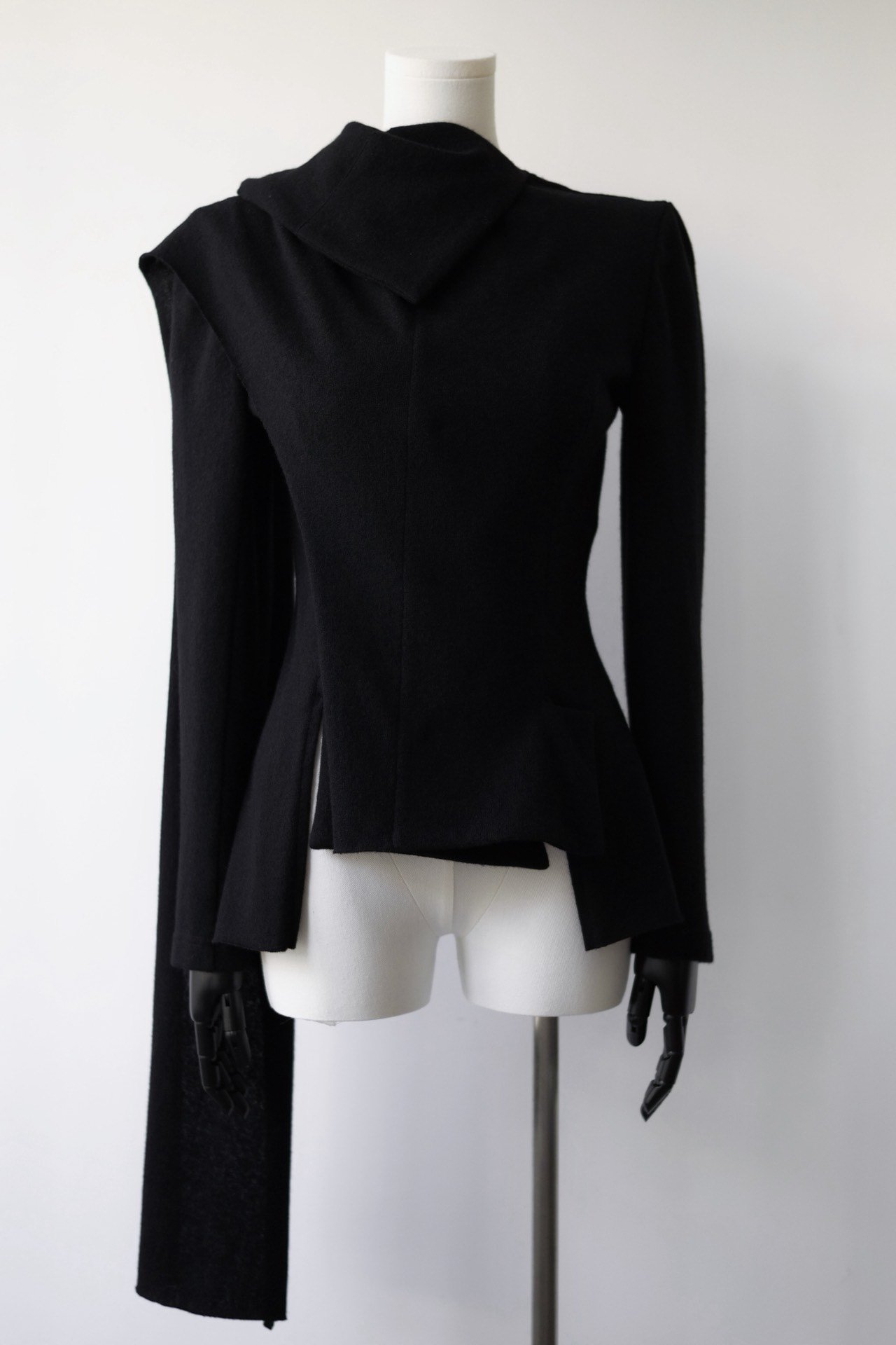 Yohji Yamamoto Asymmetrical Scarf Jacket — front