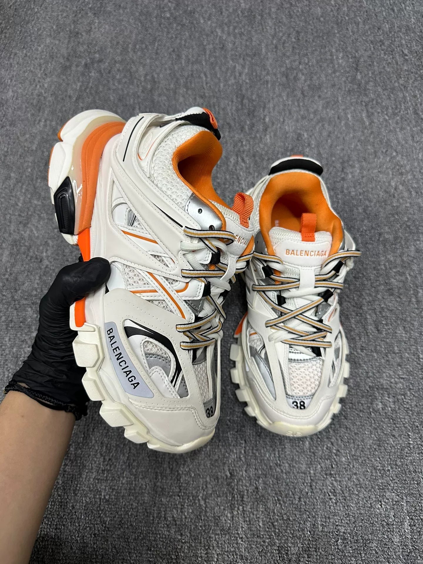 Balenciaga Track White Orange Size 38 — back