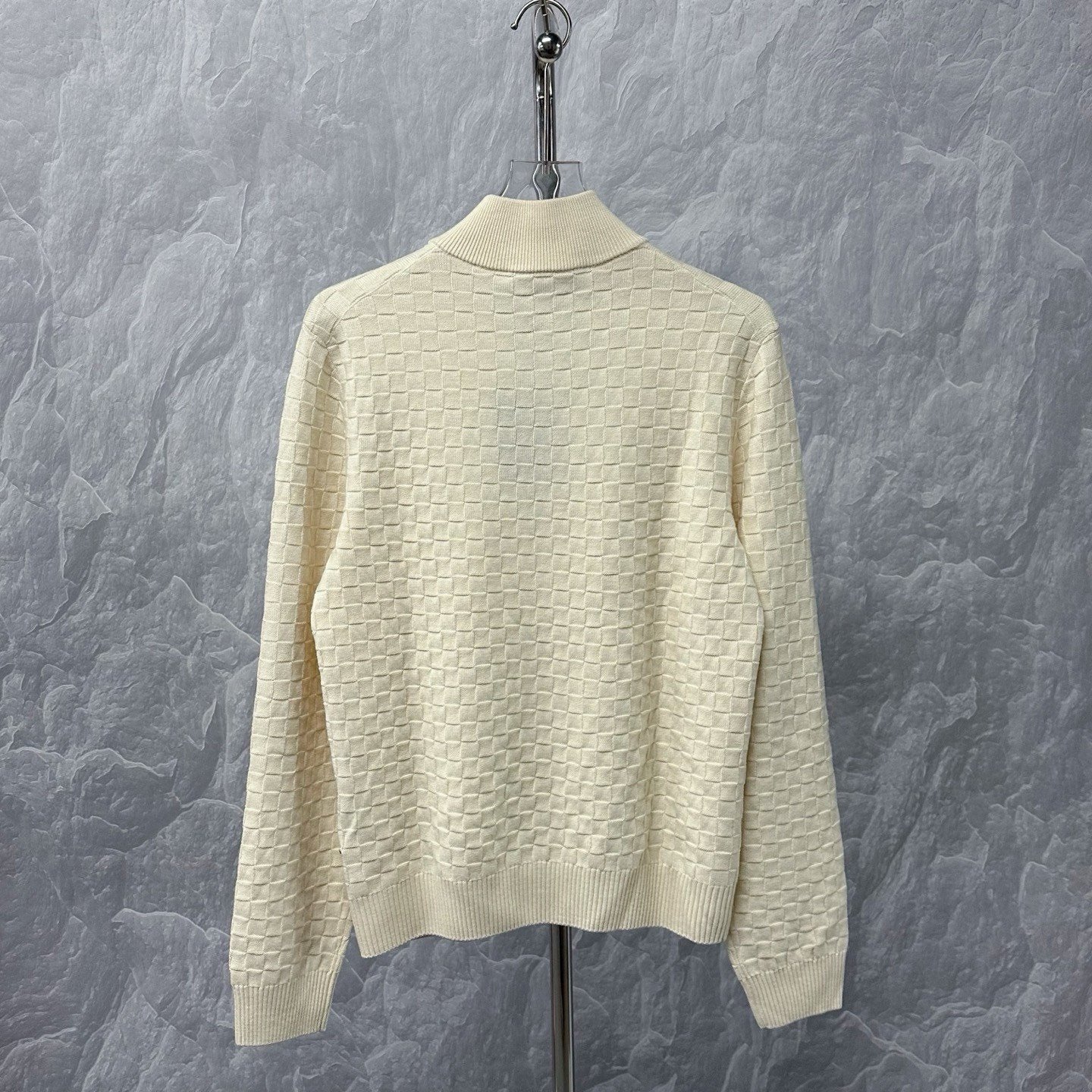 Louis Vuitton SS24 Checkered Knit Wool Jacket — back