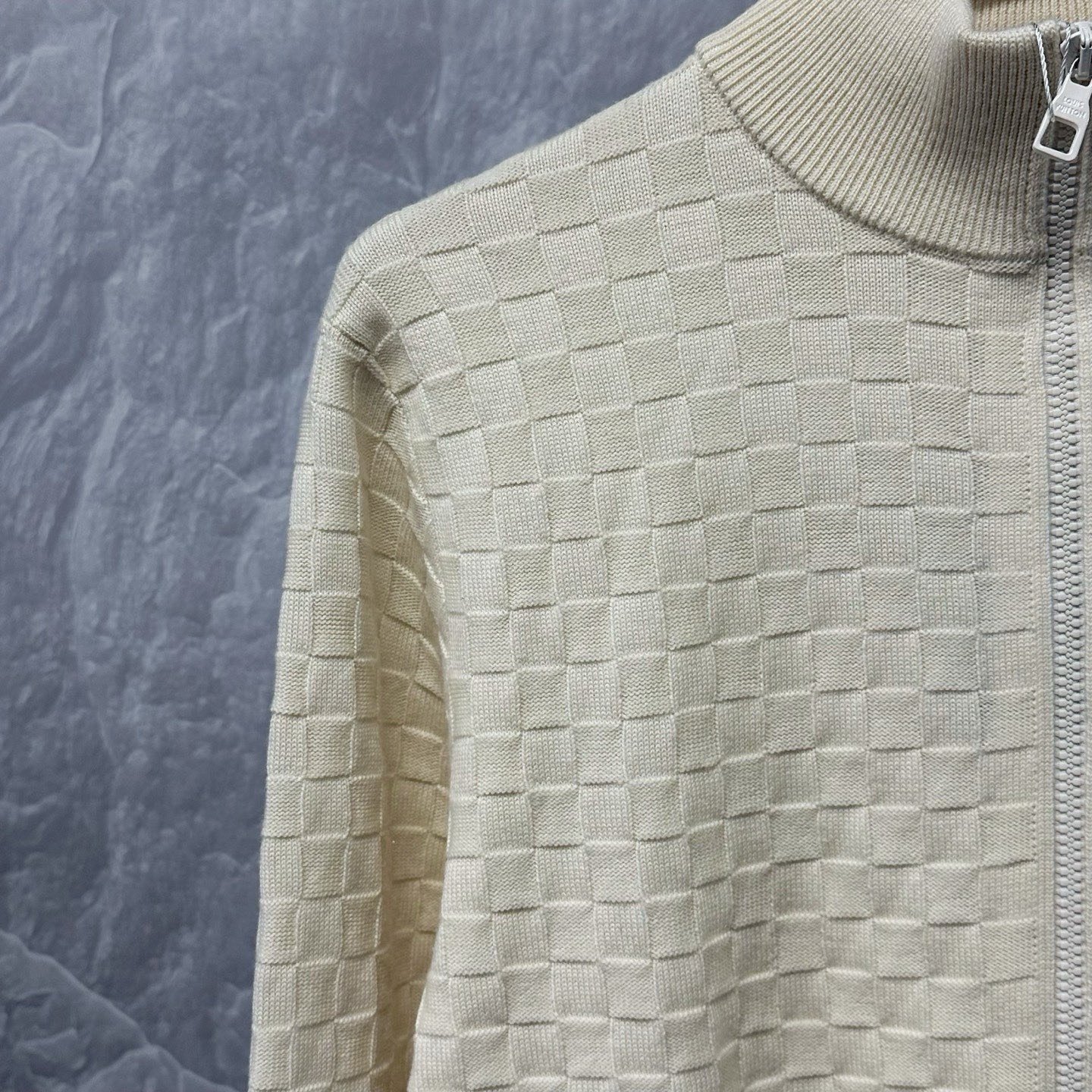 Louis Vuitton SS24 Checkered Knit Wool Jacket — detail