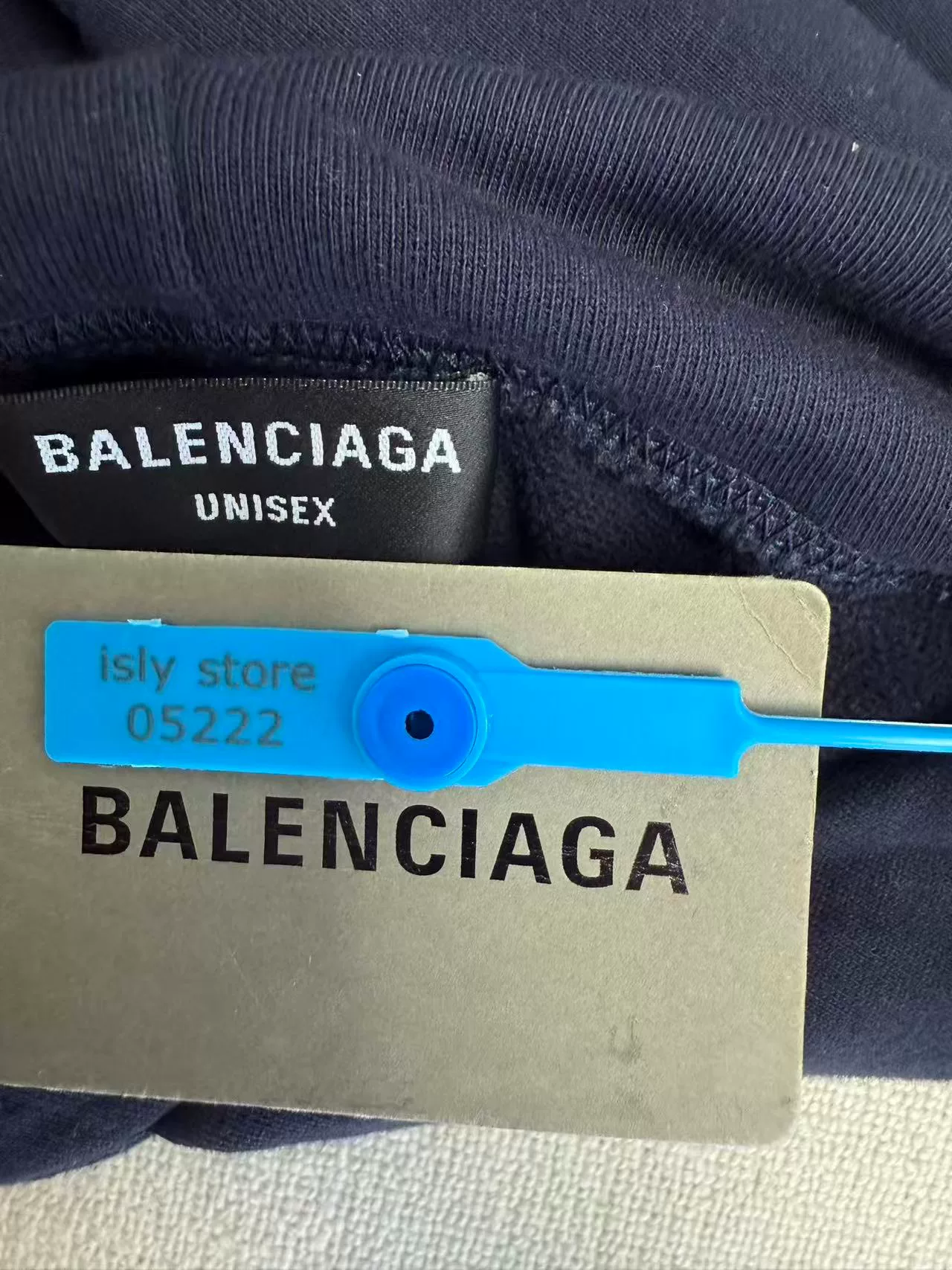Balenciaga 'NO COMMENT' Navy Hoodie — back