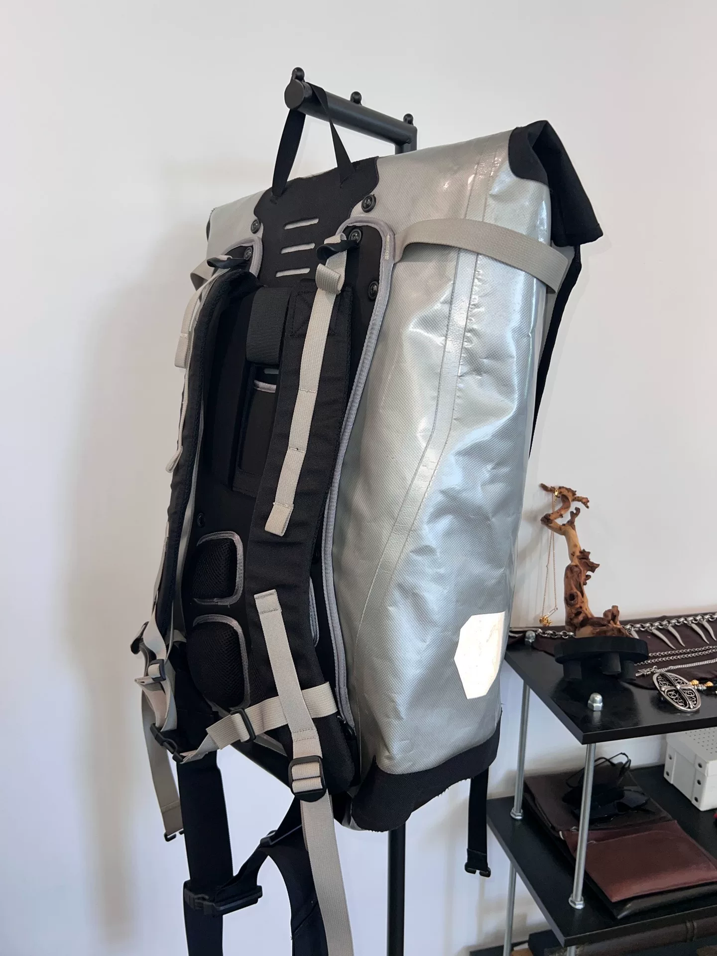 Boris Bidjan Saberi 11 Silver Large Backpack — label