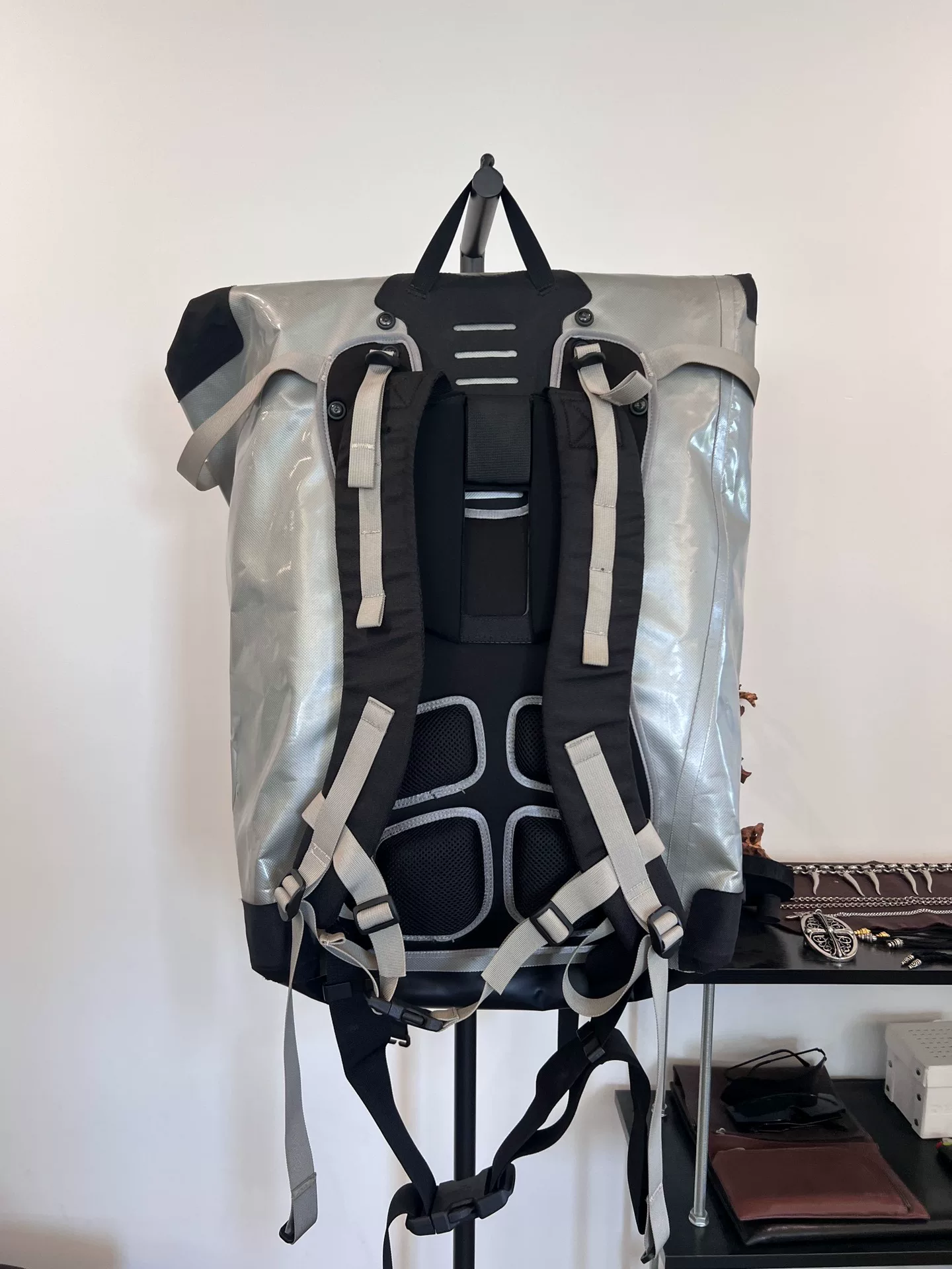 Boris Bidjan Saberi 11 Silver Large Backpack — front