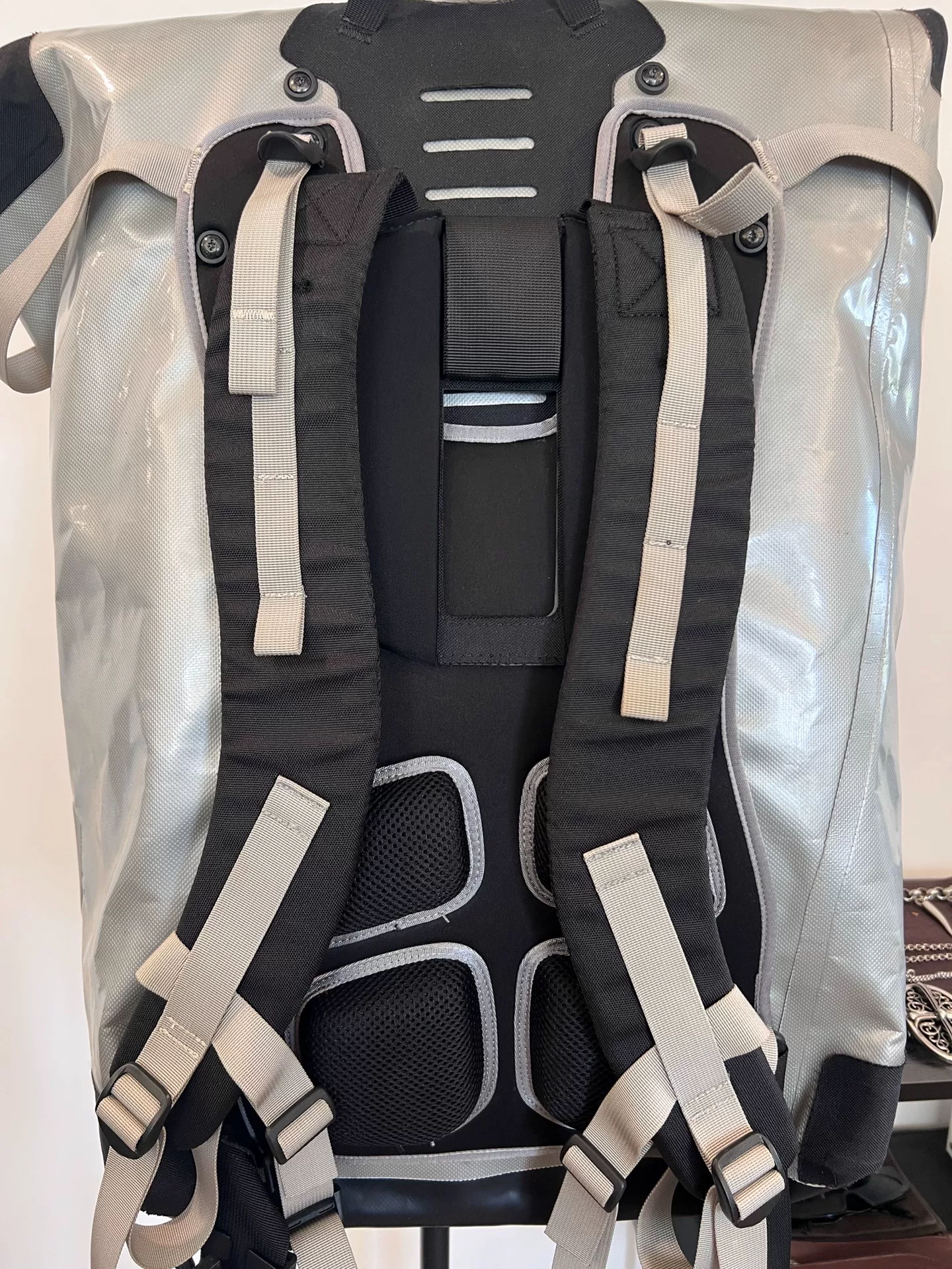 Boris Bidjan Saberi 11 Silver Large Backpack — back