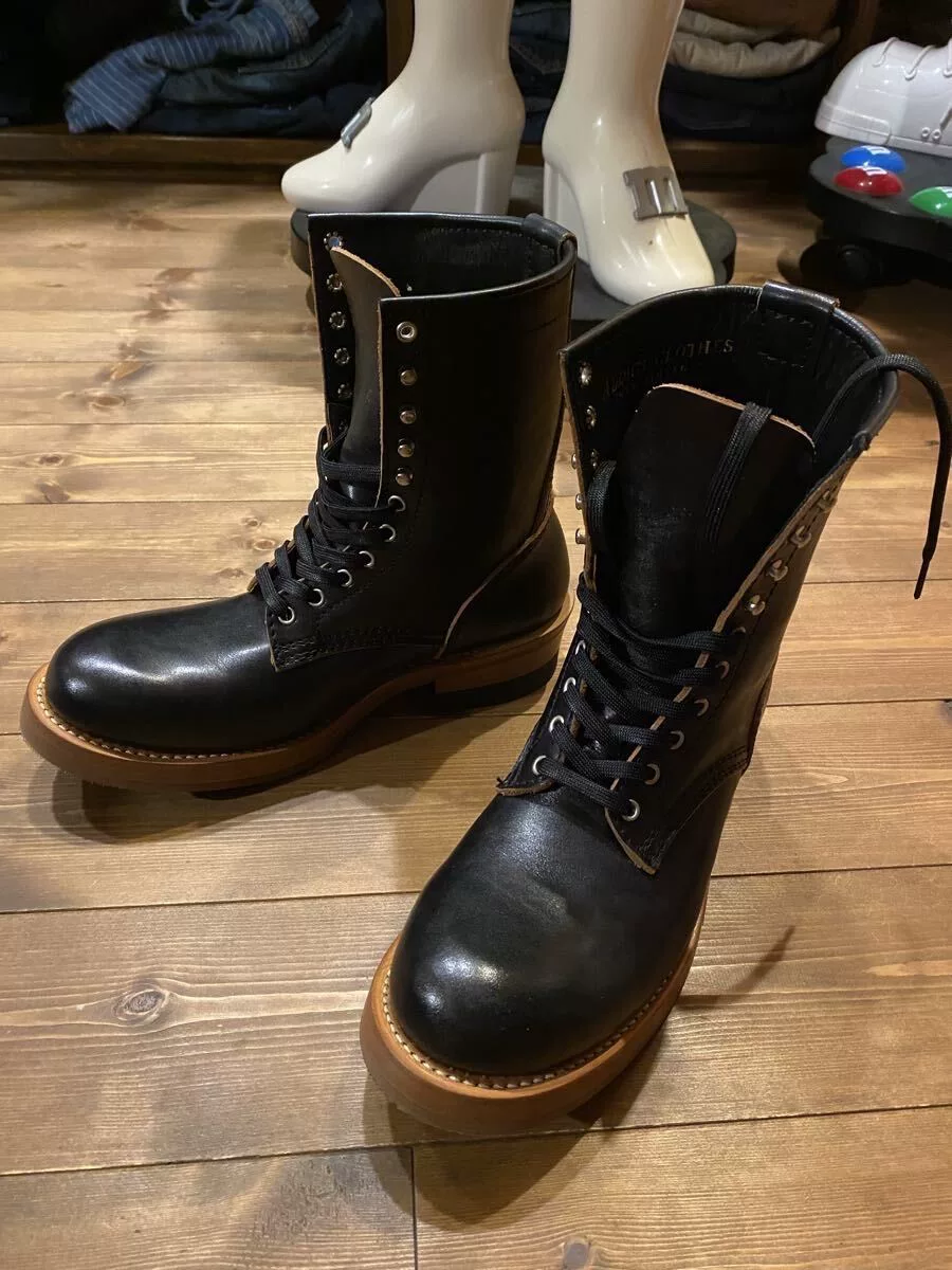 Addict Clothes Black Leather Work Boots — front