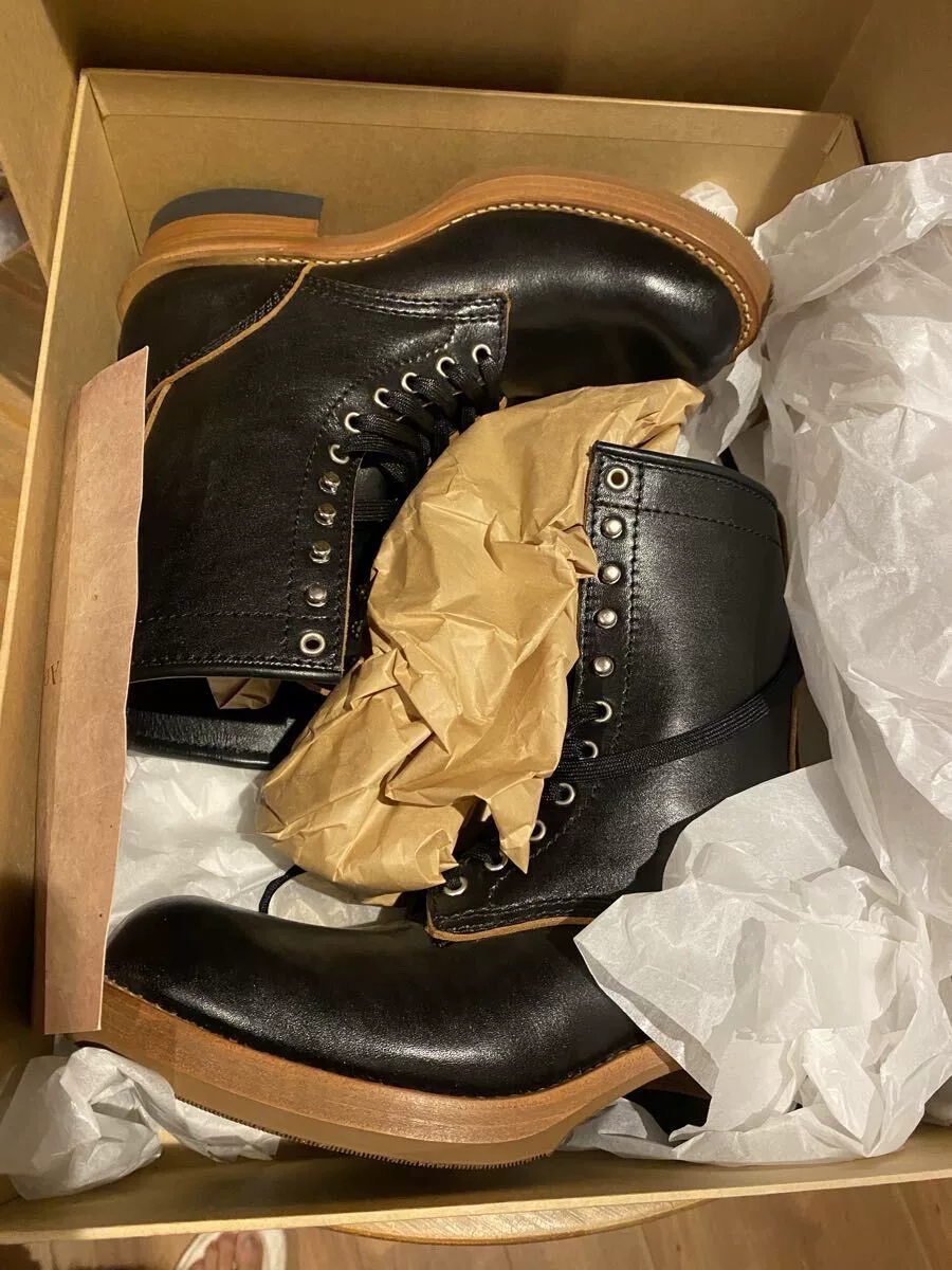 Addict Clothes Black Leather Work Boots — back