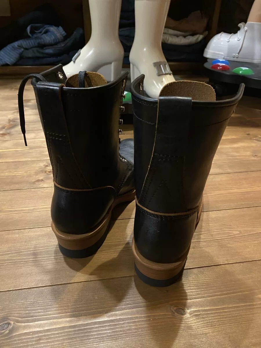 Addict Clothes Black Leather Work Boots — detail