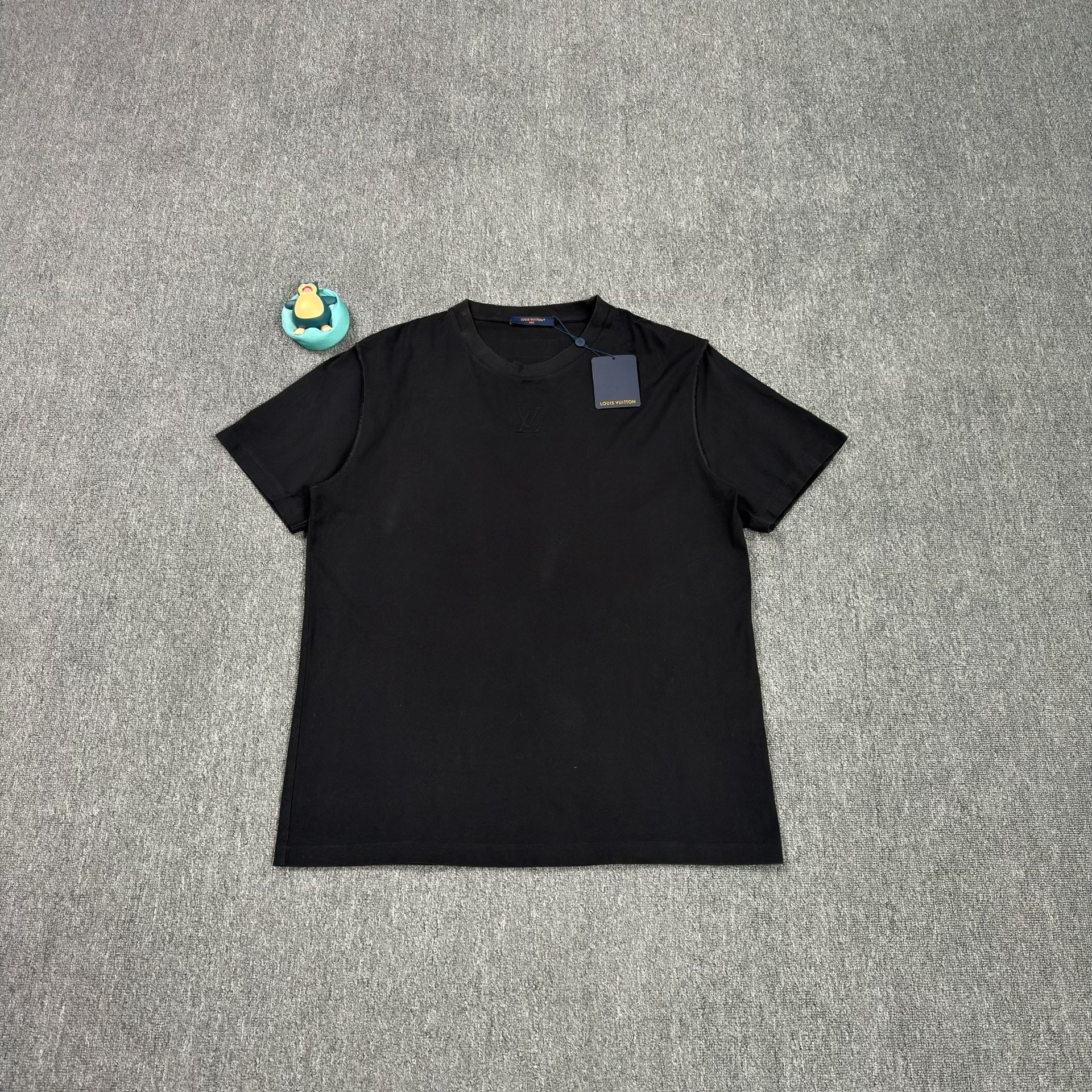 LV Chest Embossed Logo Black T-Shirt