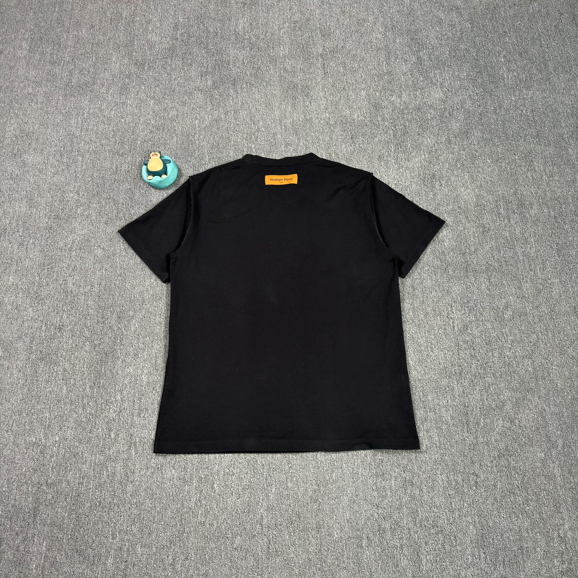 LV Chest Embossed Logo Black T-Shirt — front