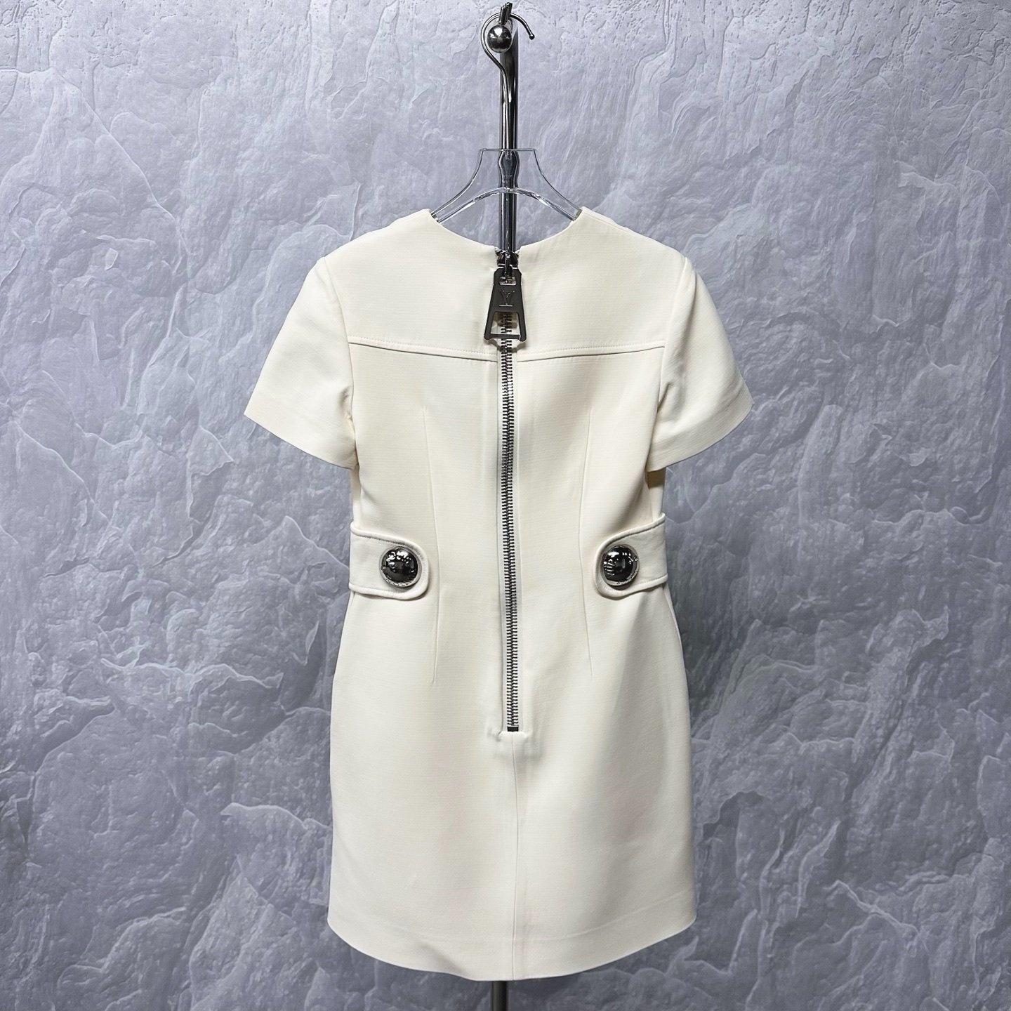 Louis Vuitton Zip Wool Short-Sleeve Dress — front