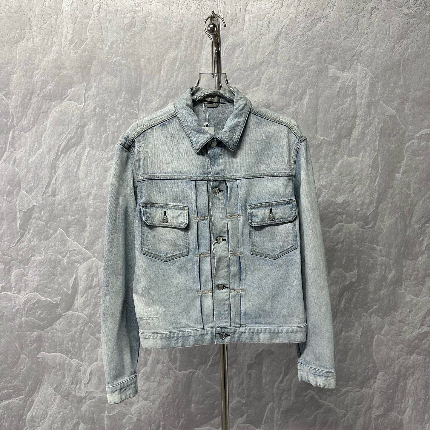 Dior Letter Embroidery Distressed Denim Jacket