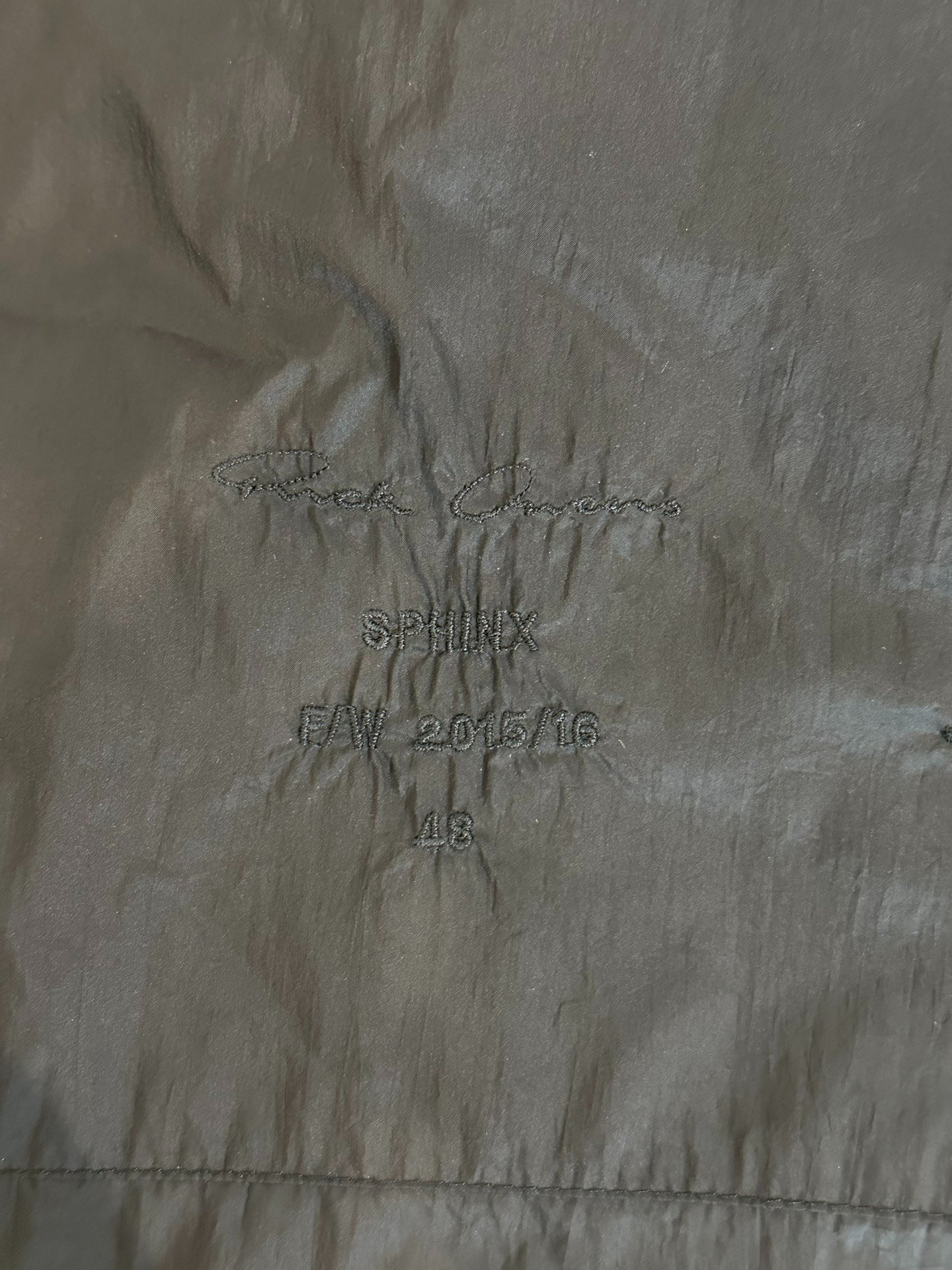 Rick Owens Mid-Length Hooded Coat — label