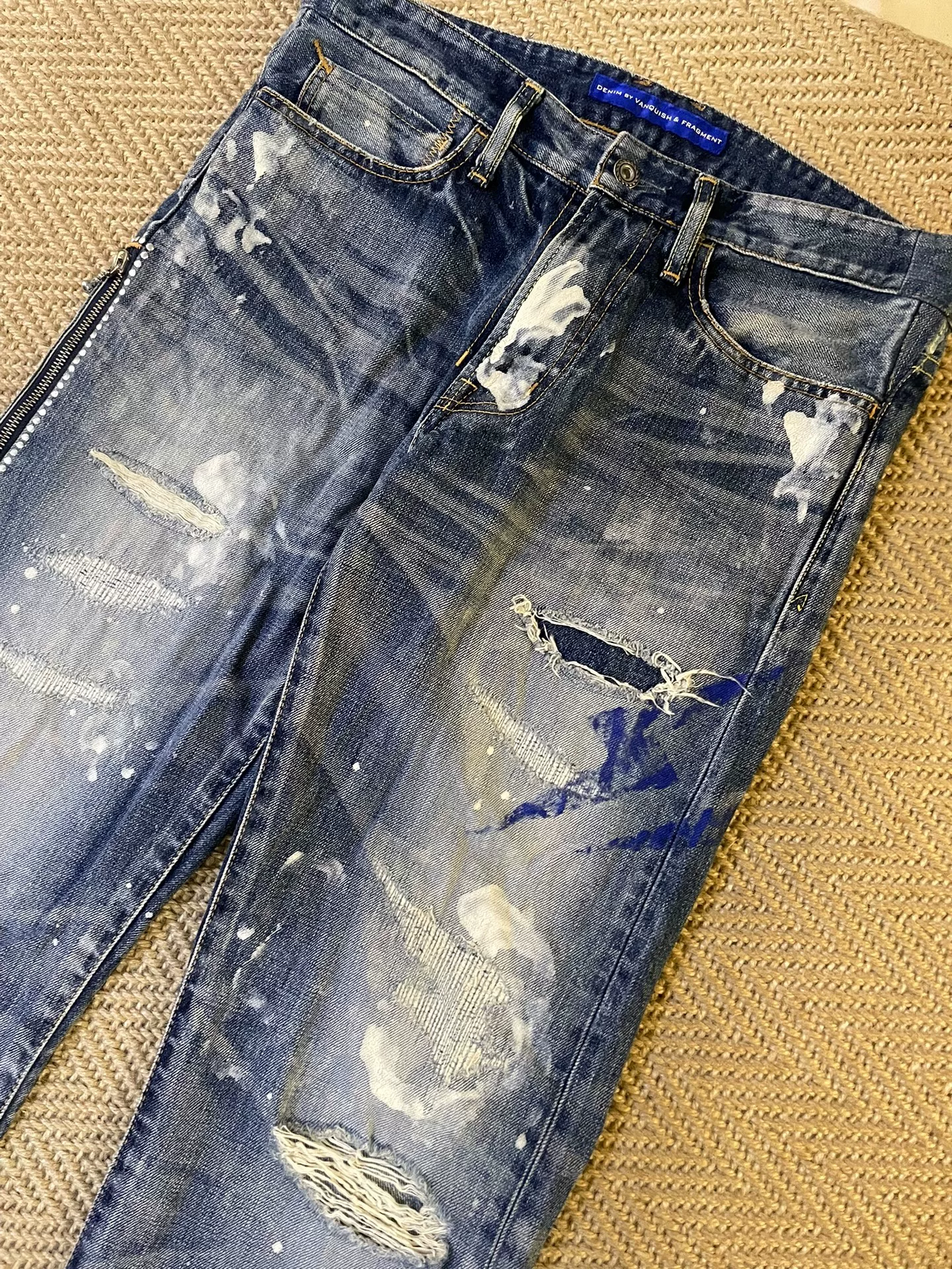Vanquish Fragment Distressed Splatter Jeans — back