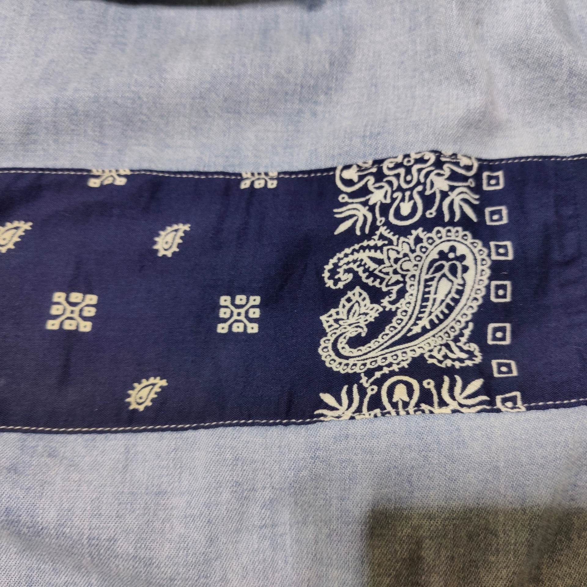 visvim paisley light blue denim shirt — detail