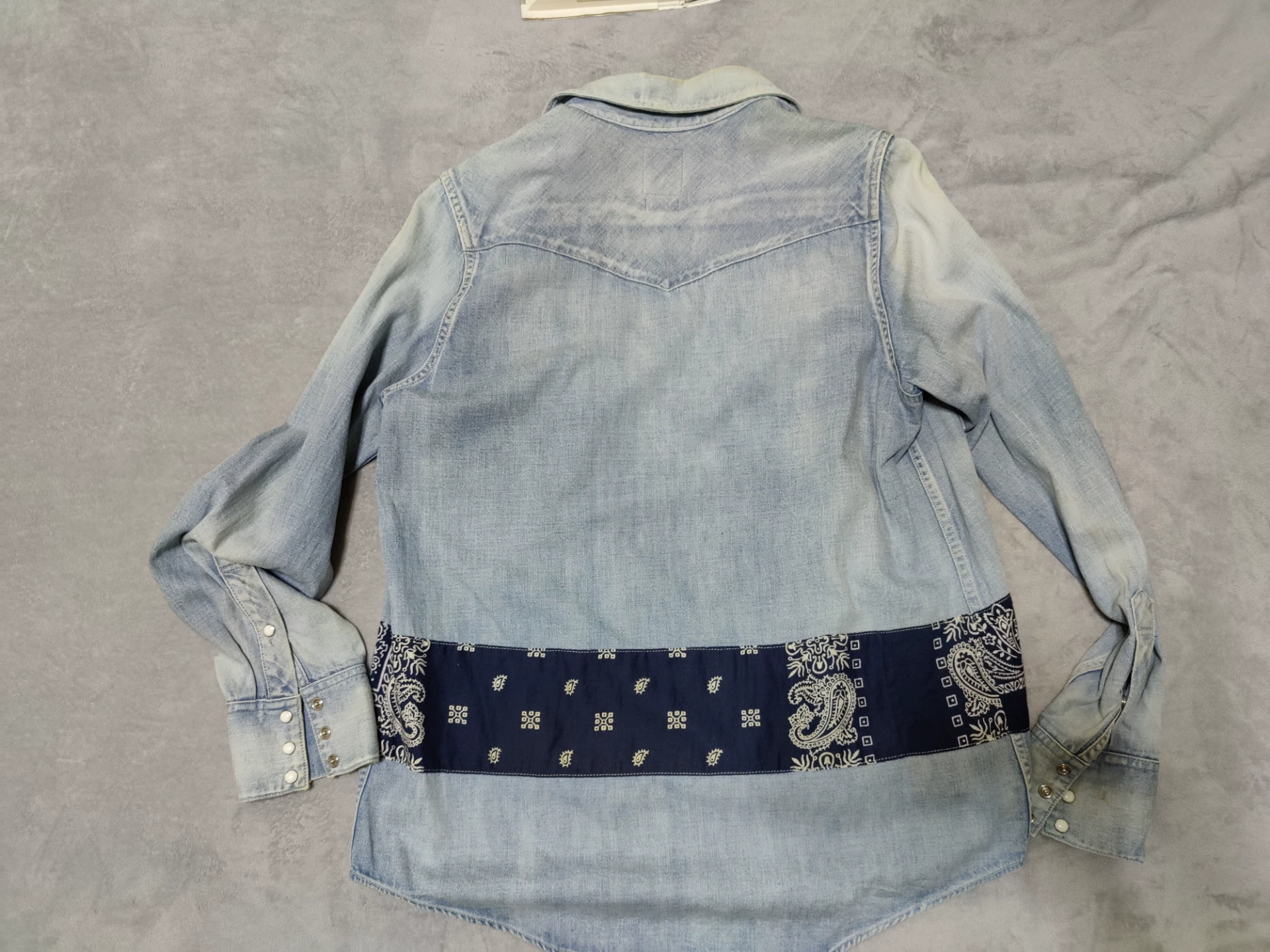 visvim paisley light blue denim shirt — front