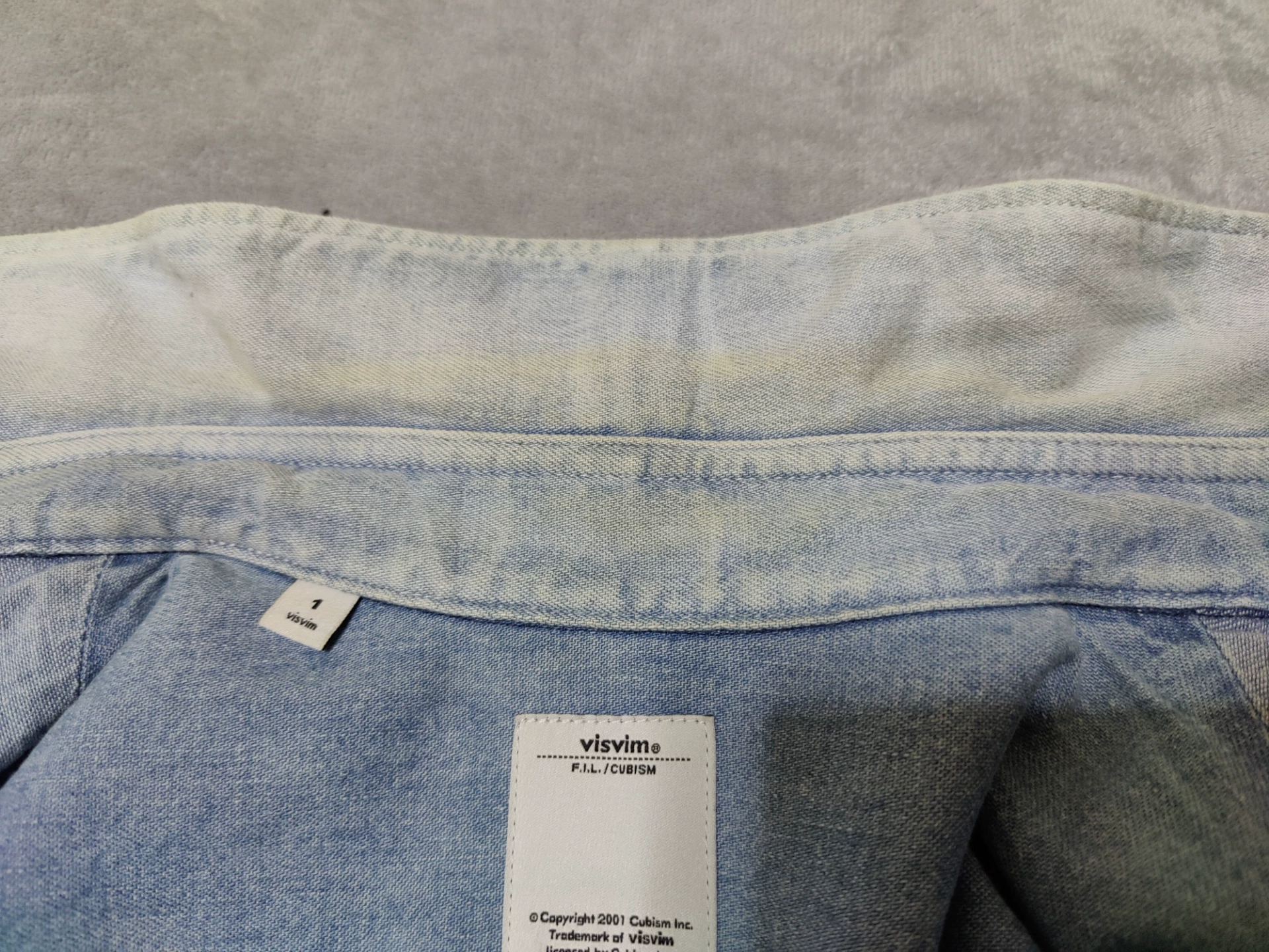 visvim paisley light blue denim shirt — label