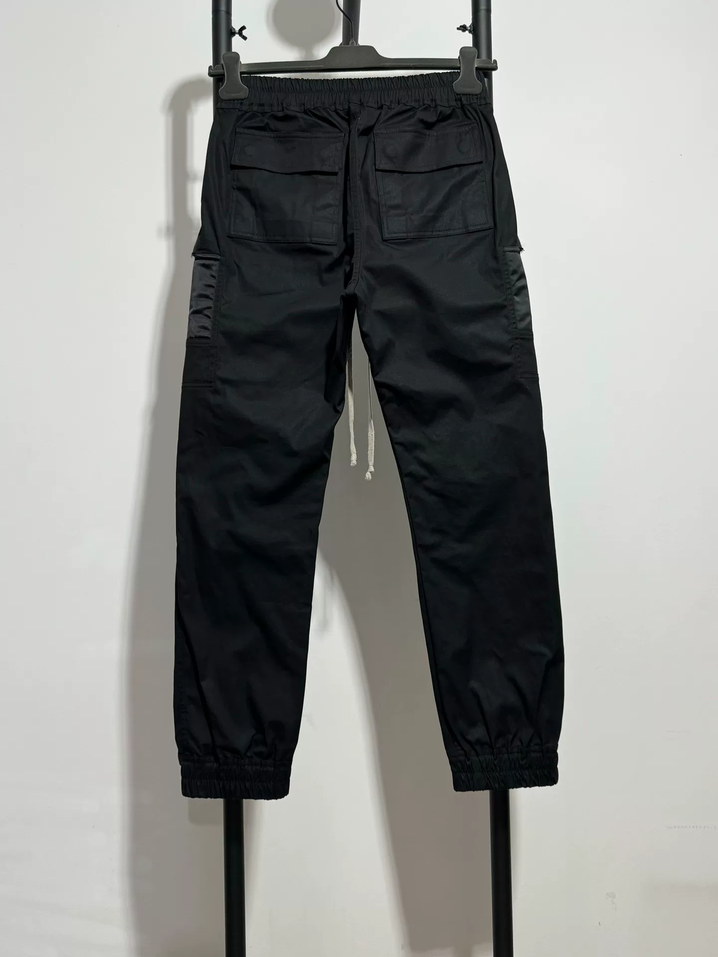 Rick Owens Black Cargo Jogger Pants — front