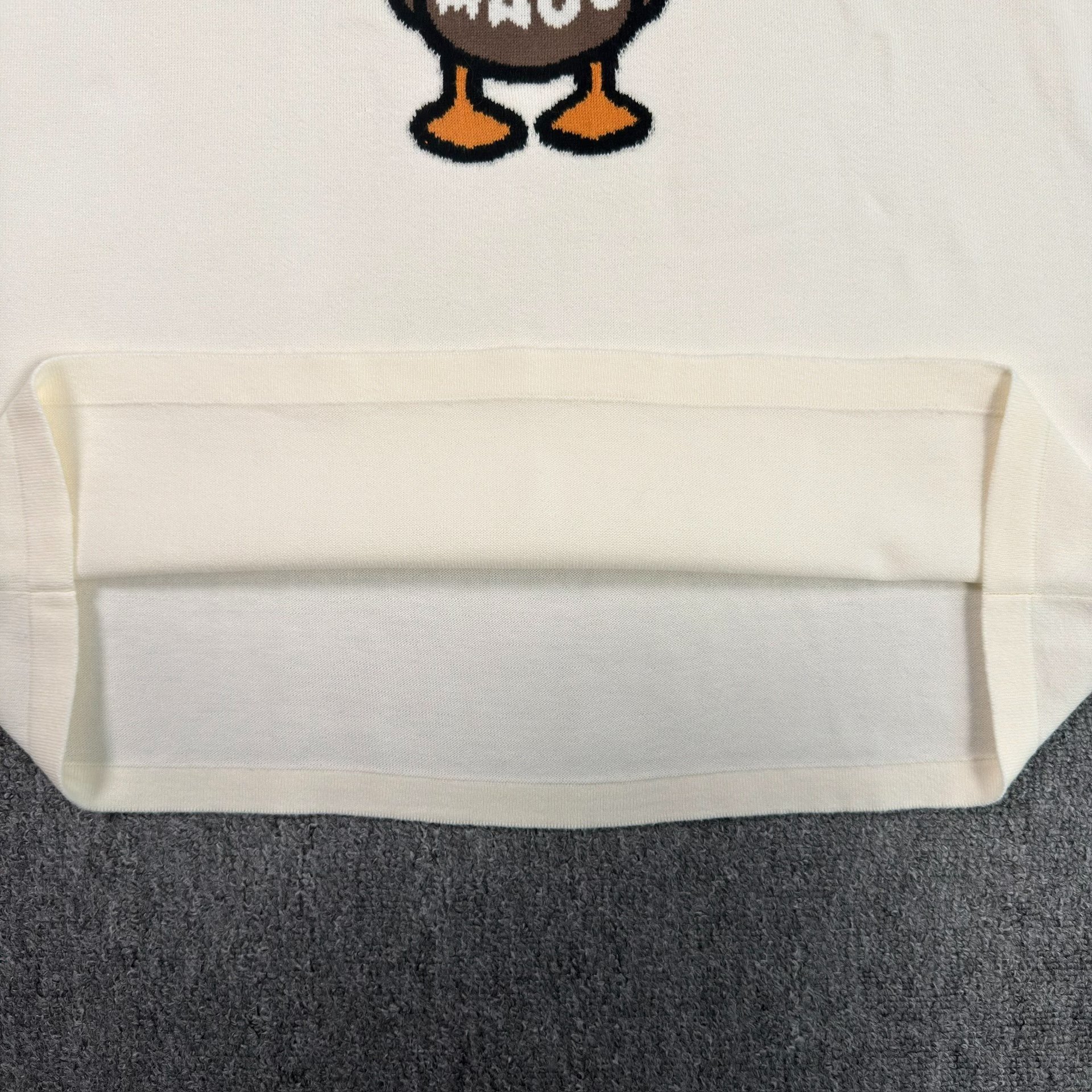 LV Nigo Duck Graphic White Knit Tee — label
