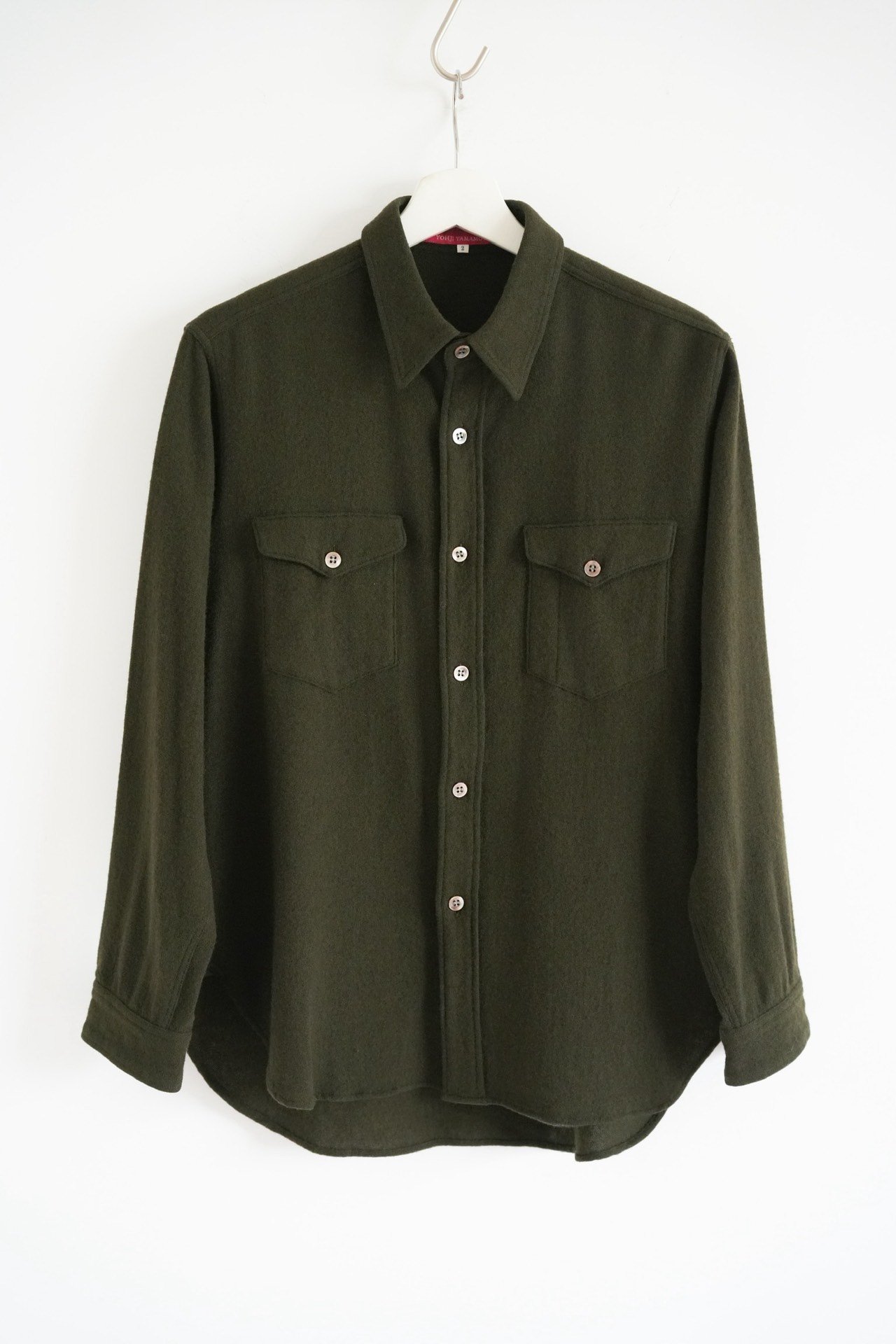 Yohji Yamamoto 00s Green Wool Shirt