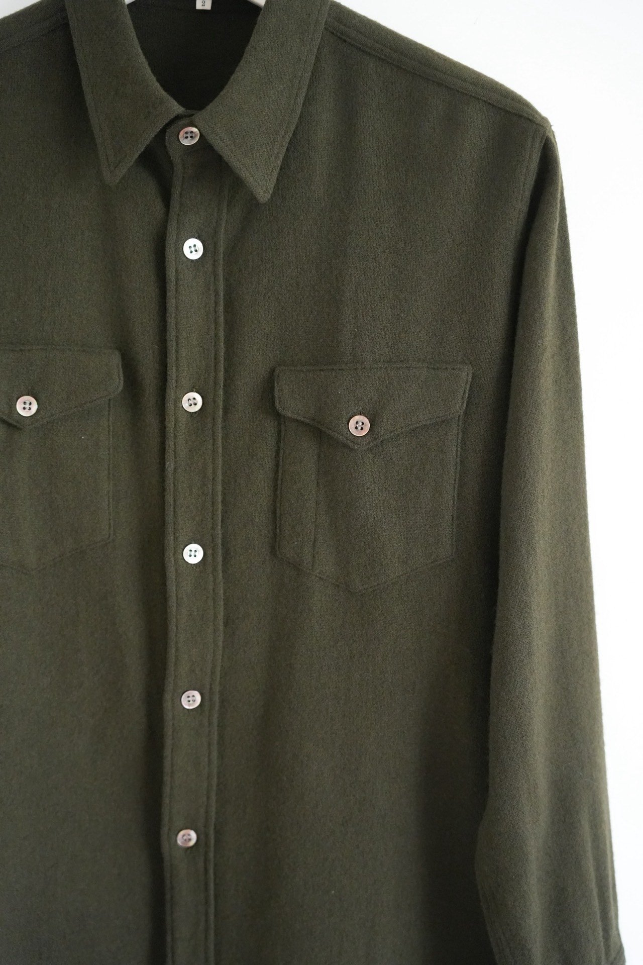 Yohji Yamamoto 00s Green Wool Shirt — back