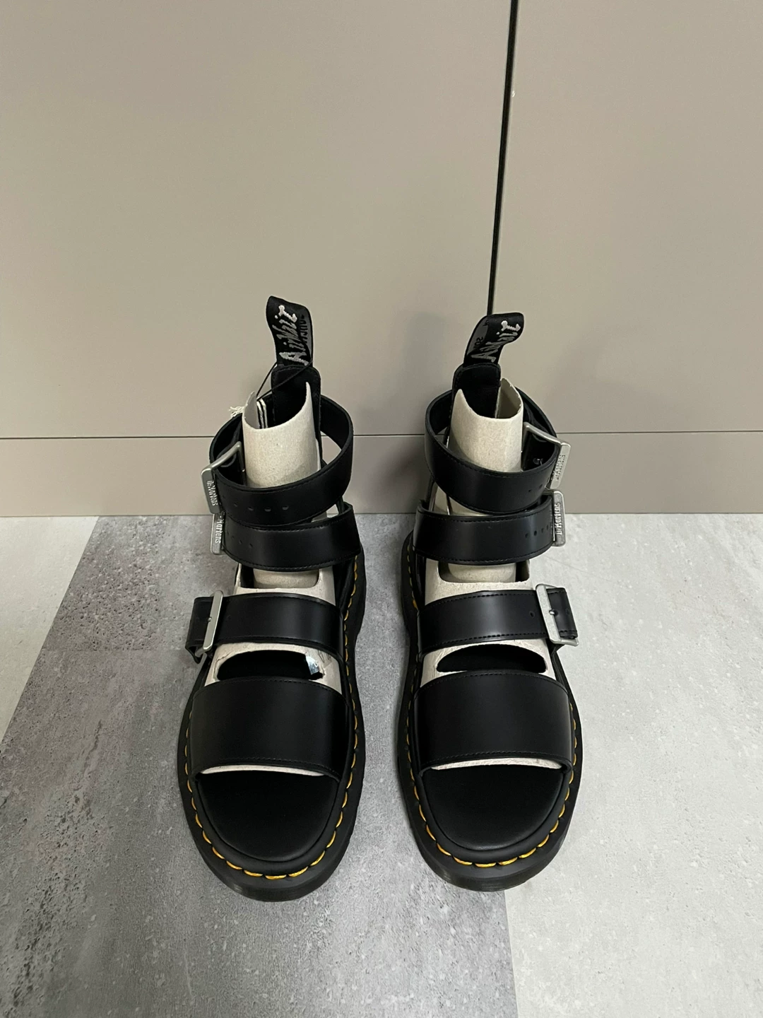 Dr. Martens Black Leather Sandals — front