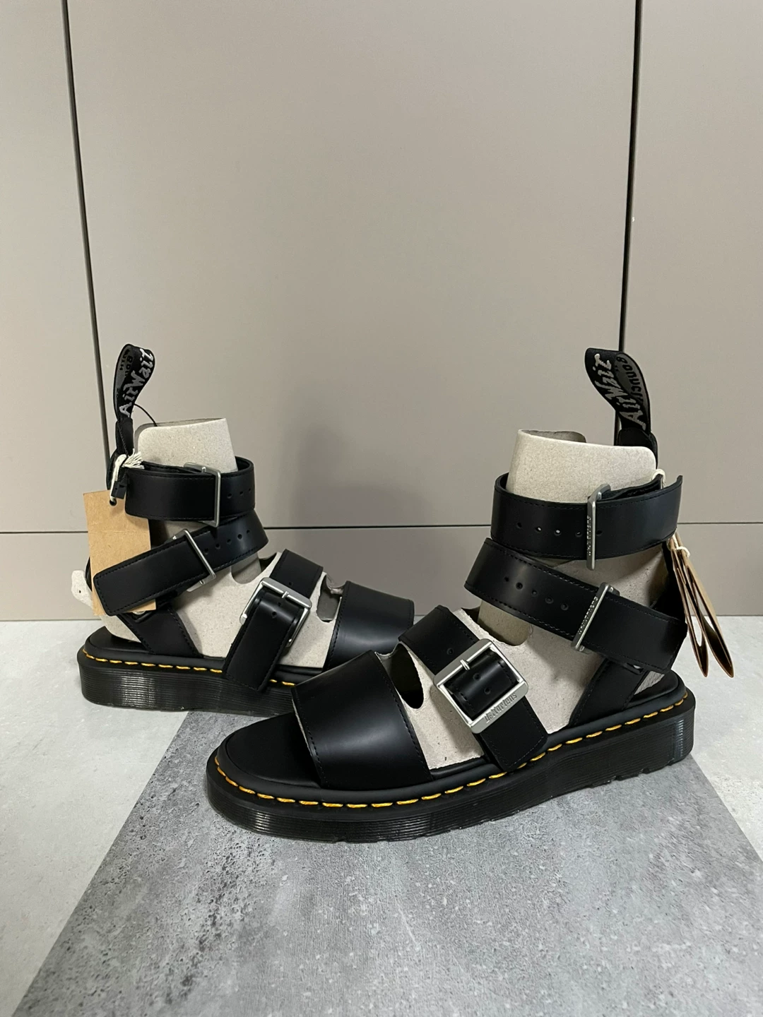 Dr. Martens Black Leather Sandals — detail