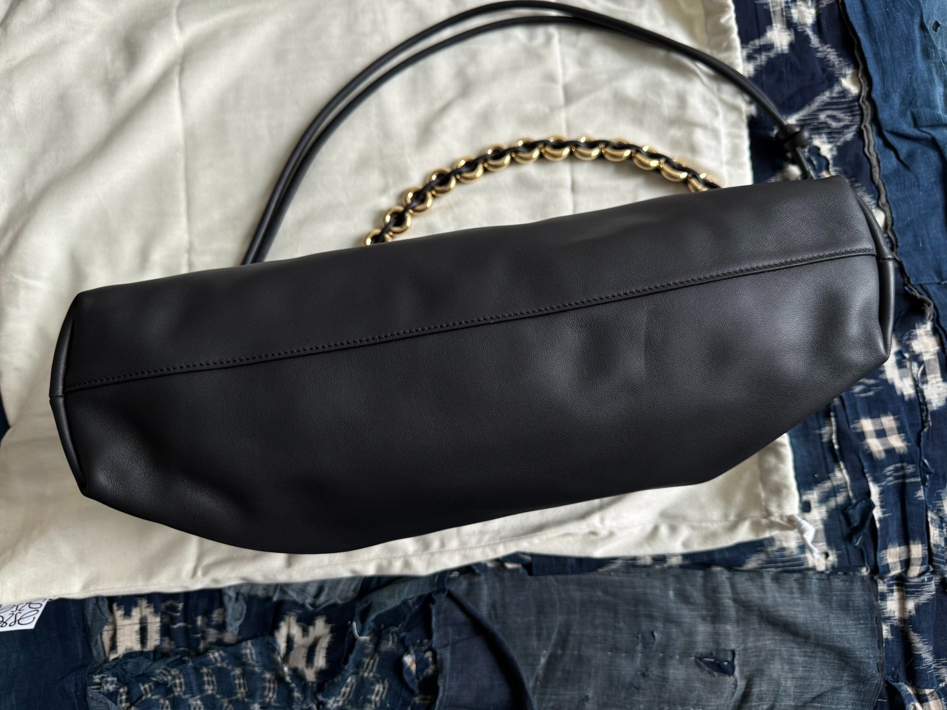 LOEWE Flamenco Large Black Purse — label