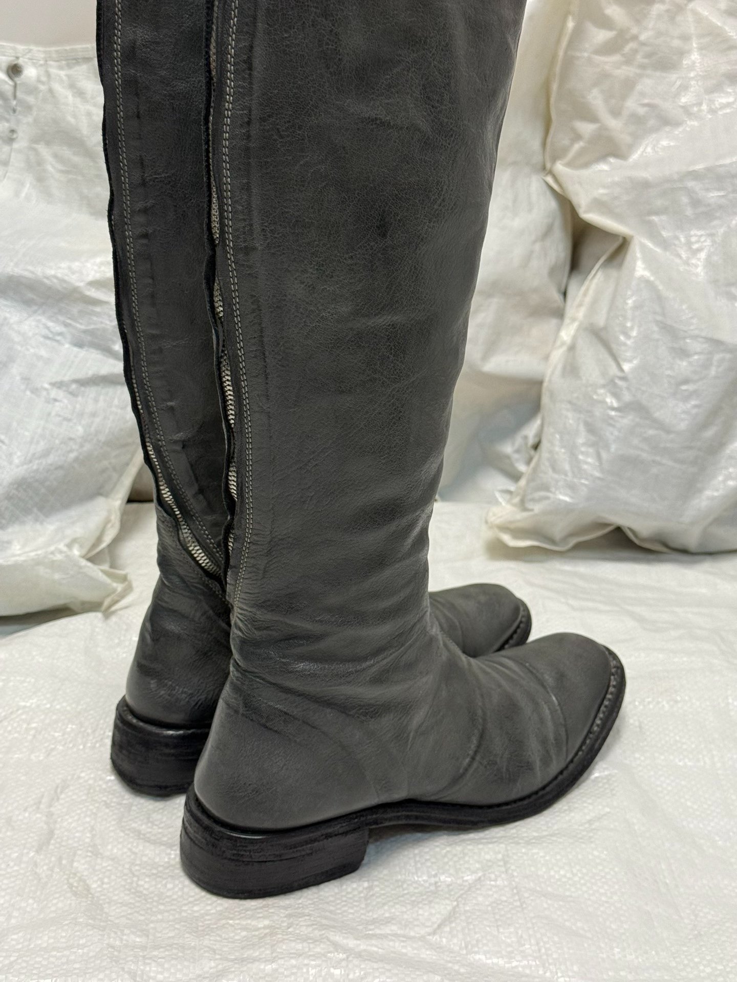 Carol Christian Poell Gray Long Boots — back
