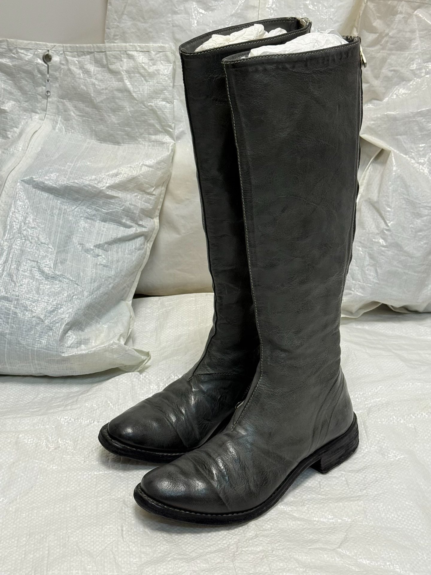 Carol Christian Poell Gray Long Boots — front