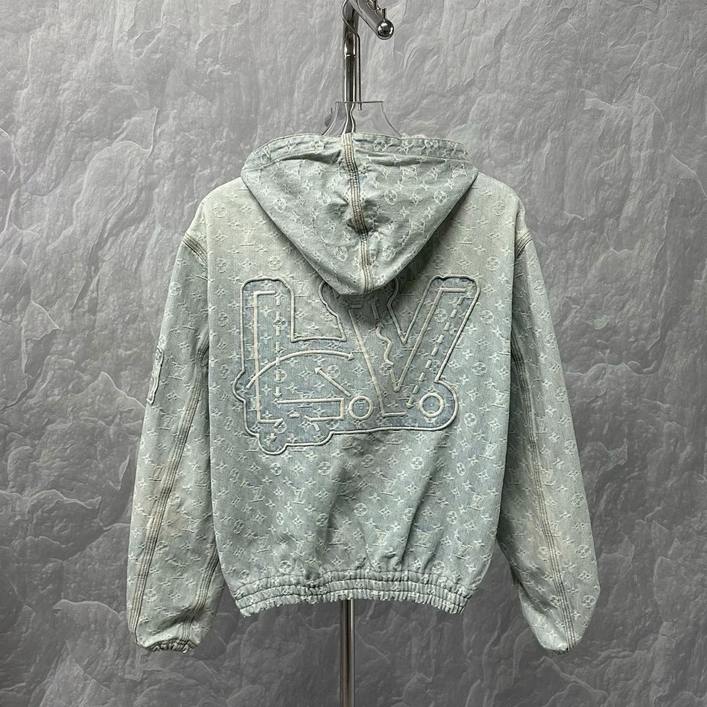 Louis Vuitton NBA Embroidered Hooded Denim Jacket — back