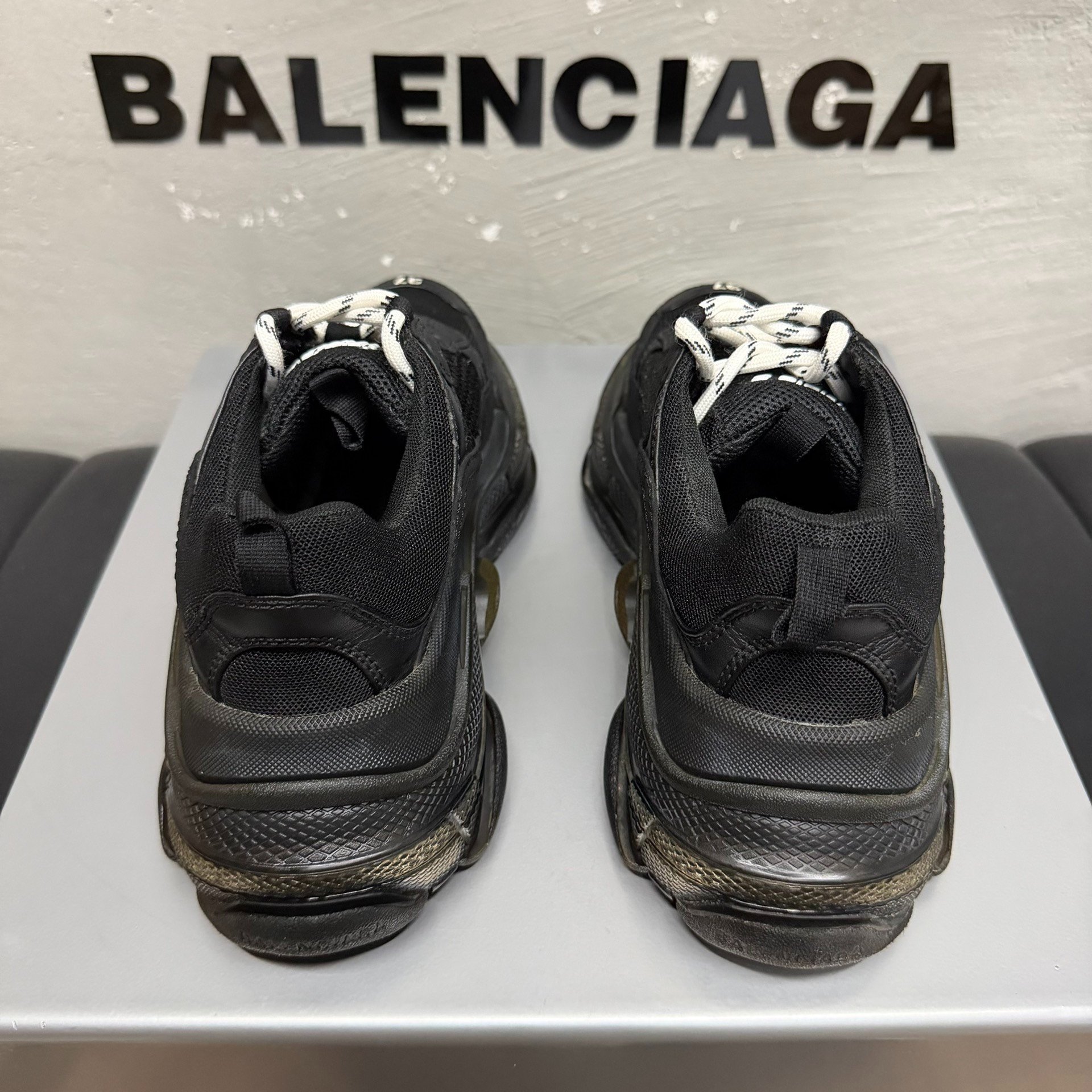 Balenciaga Triple S Black Dad Shoes — label