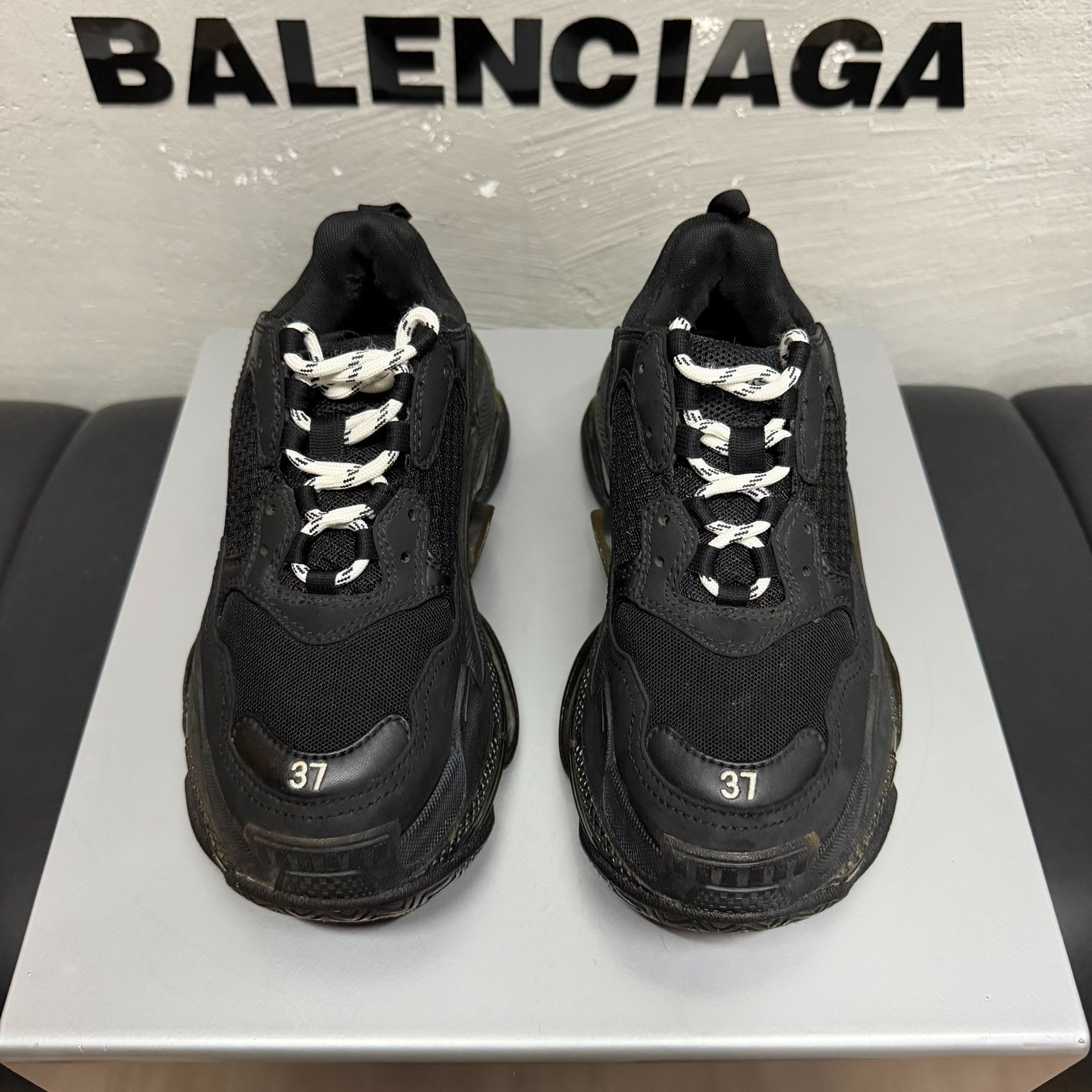 Balenciaga Triple S Black Dad Shoes — front