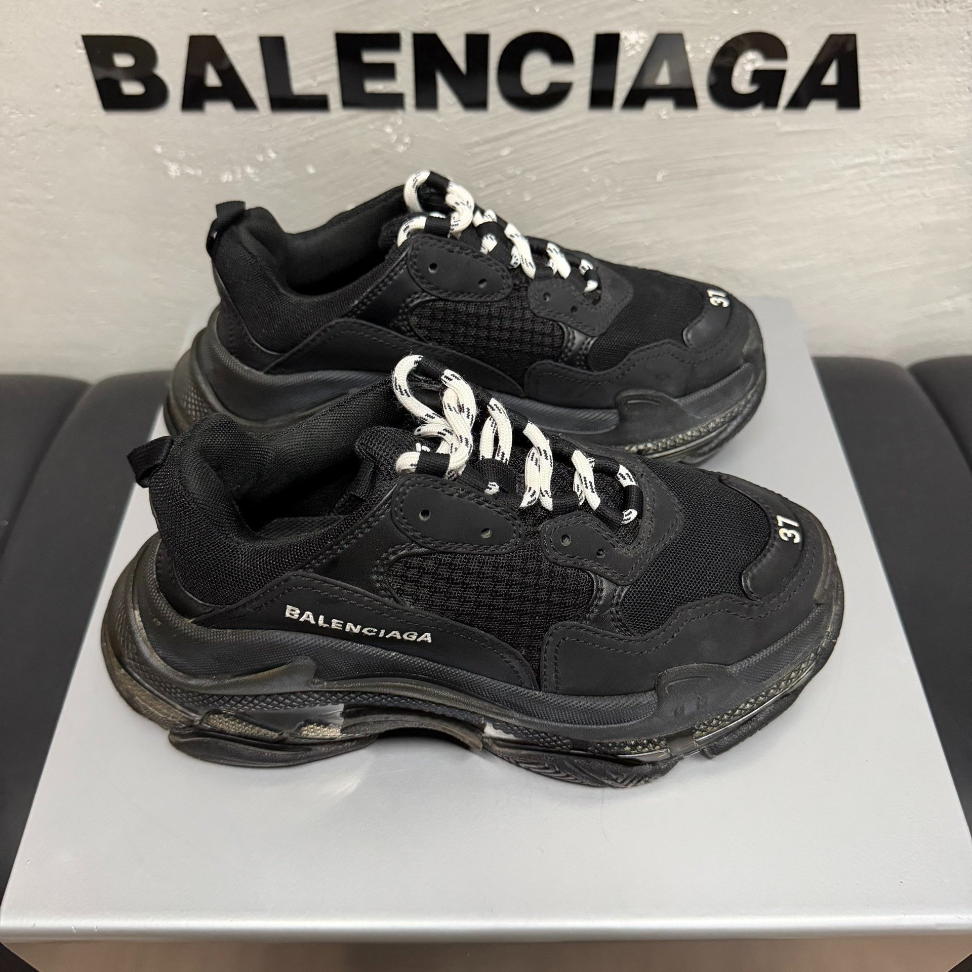 Balenciaga Triple S Black Dad Shoes — back