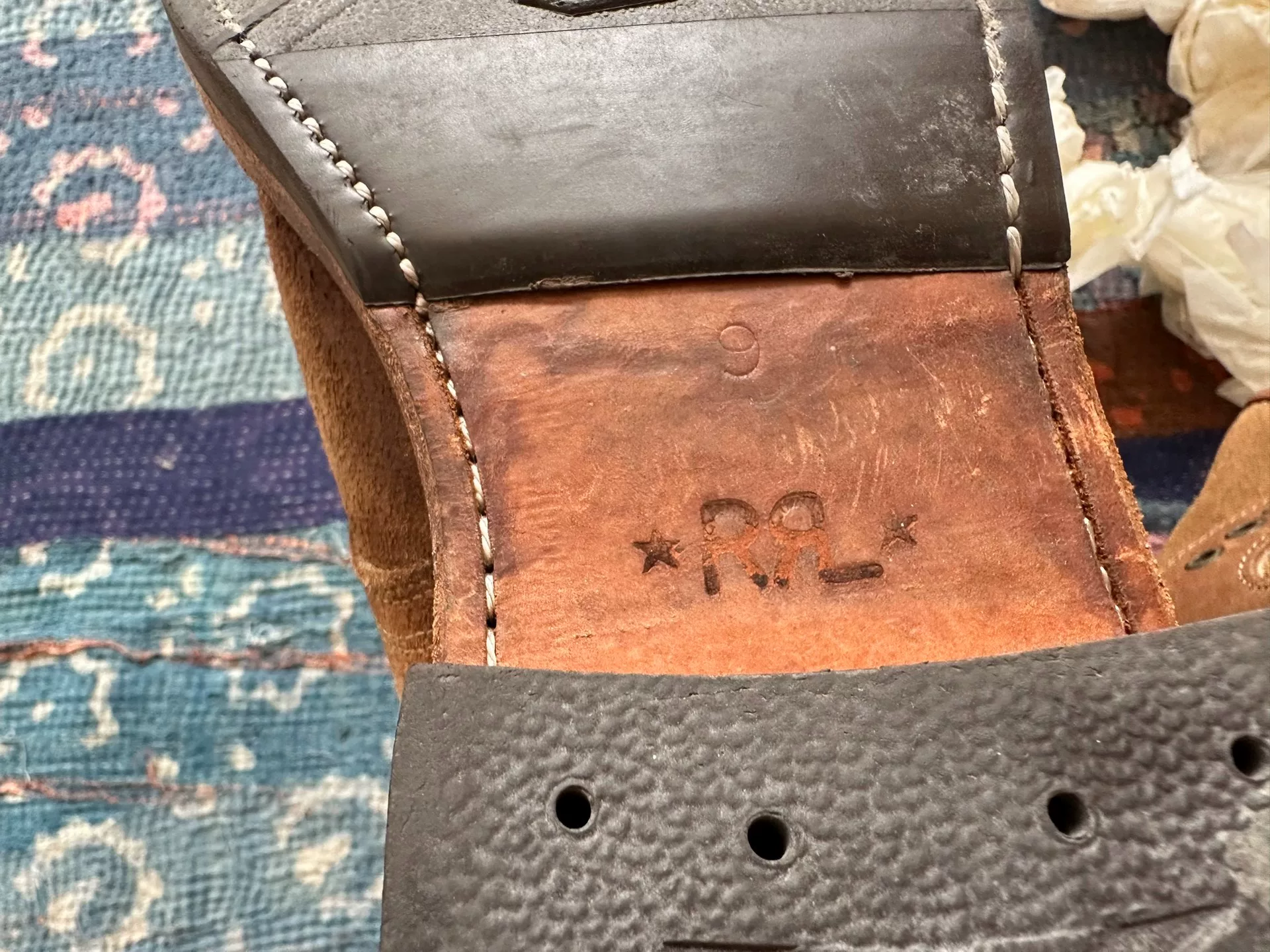 RRL Ralph Lauren Julian Suede Work Boots — label