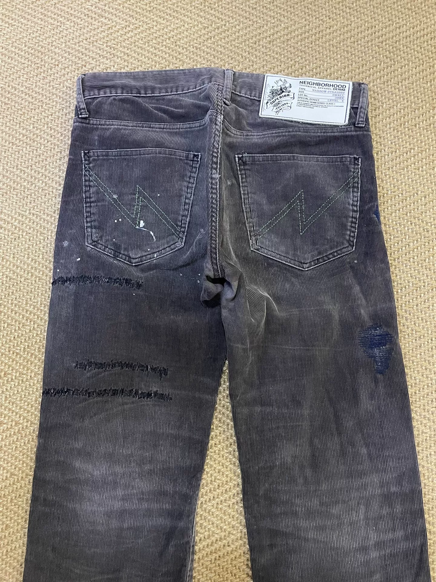 NEIGHBORHOOD Washed Distressed Corduroy Pants — back