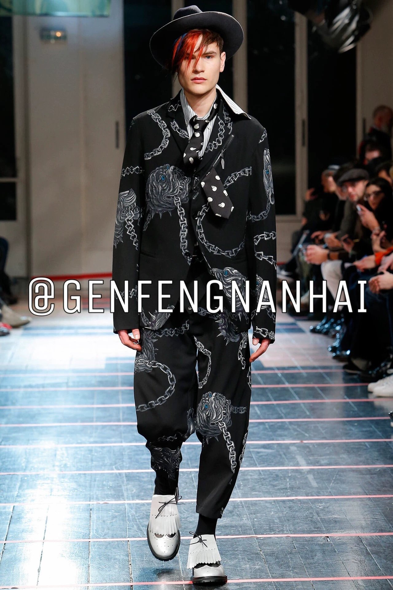 Yohji Yamamoto 2014AW Skull Print Tie — label