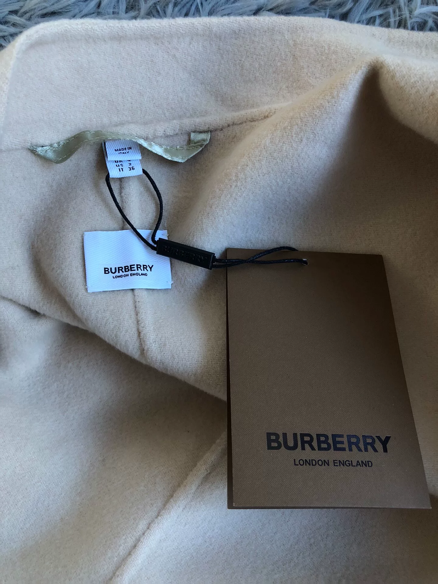 Burberry Cream Wool Coat — detail