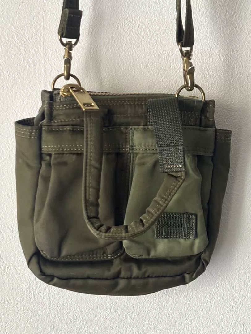 sacai x PORTER Olive Green Nylon Shoulder Bag