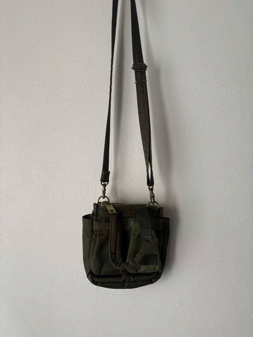 sacai x PORTER Olive Green Nylon Shoulder Bag — detail