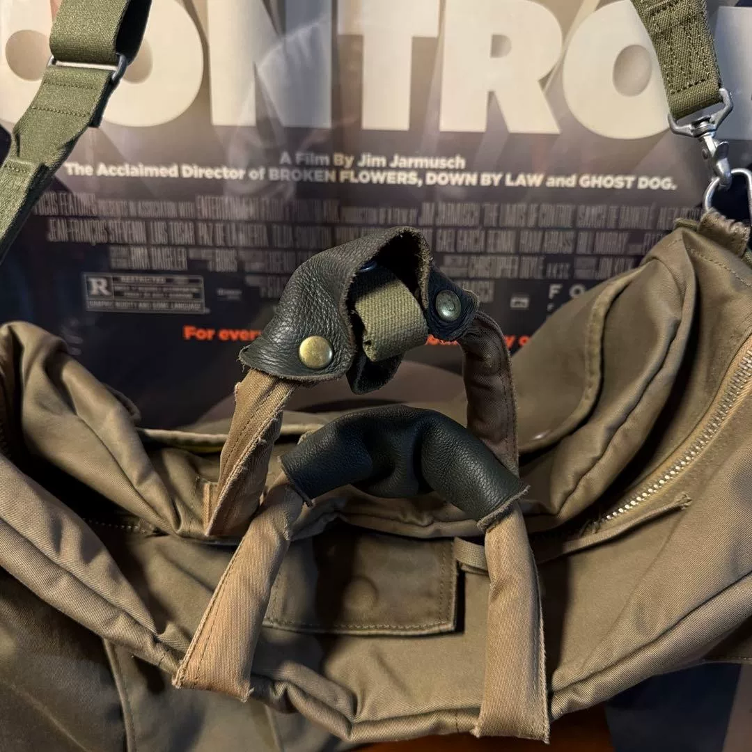 PORTER LOVE&PEACE Olive Green Shoulder Bag — label