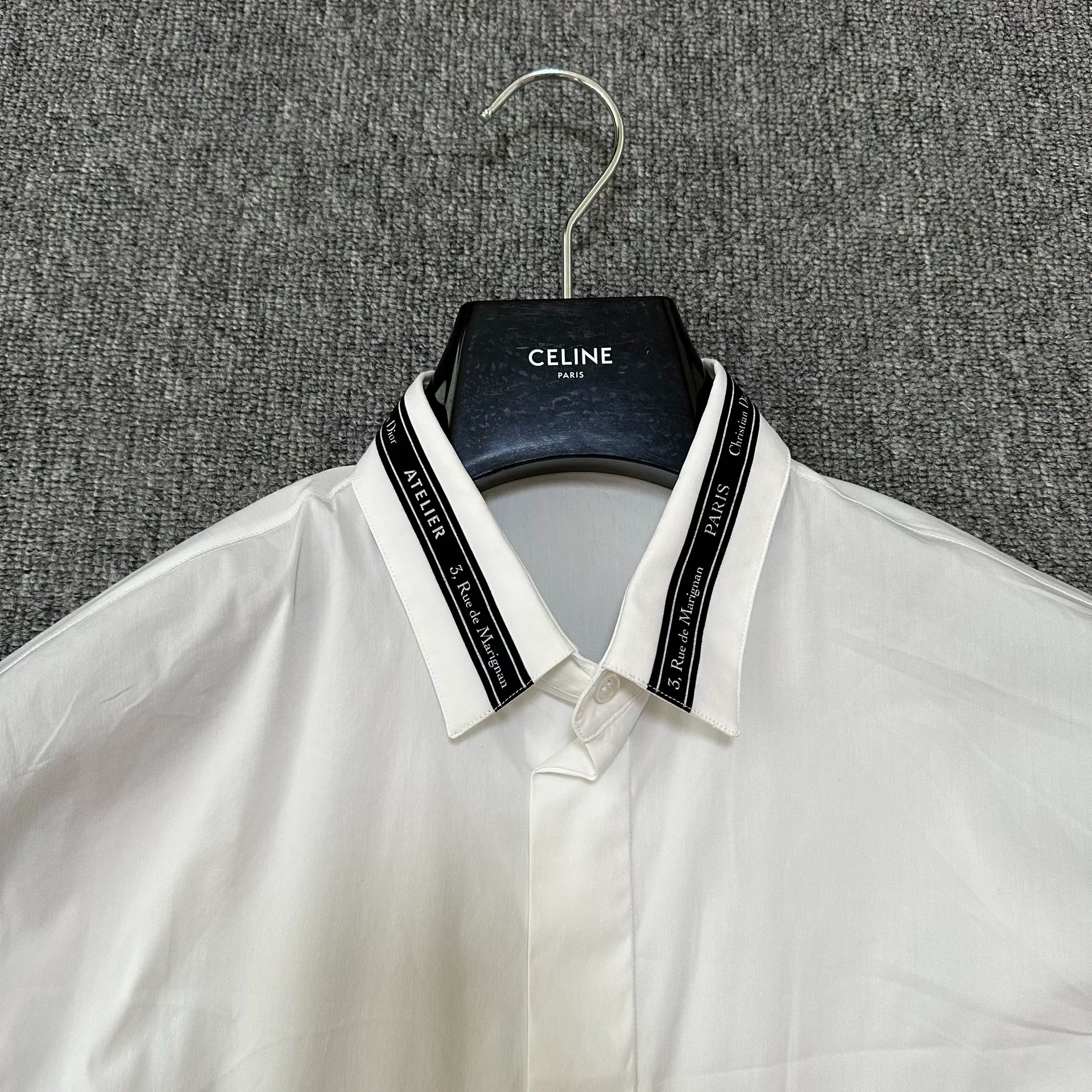 Dior White Striped Collar Shirt — front