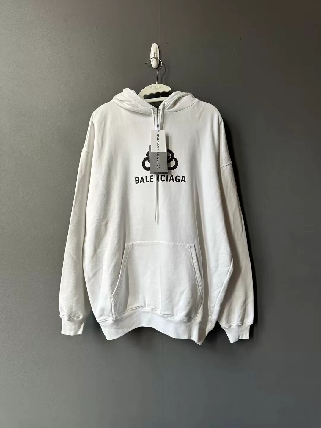 Balenciaga White Lock Button Hoodie