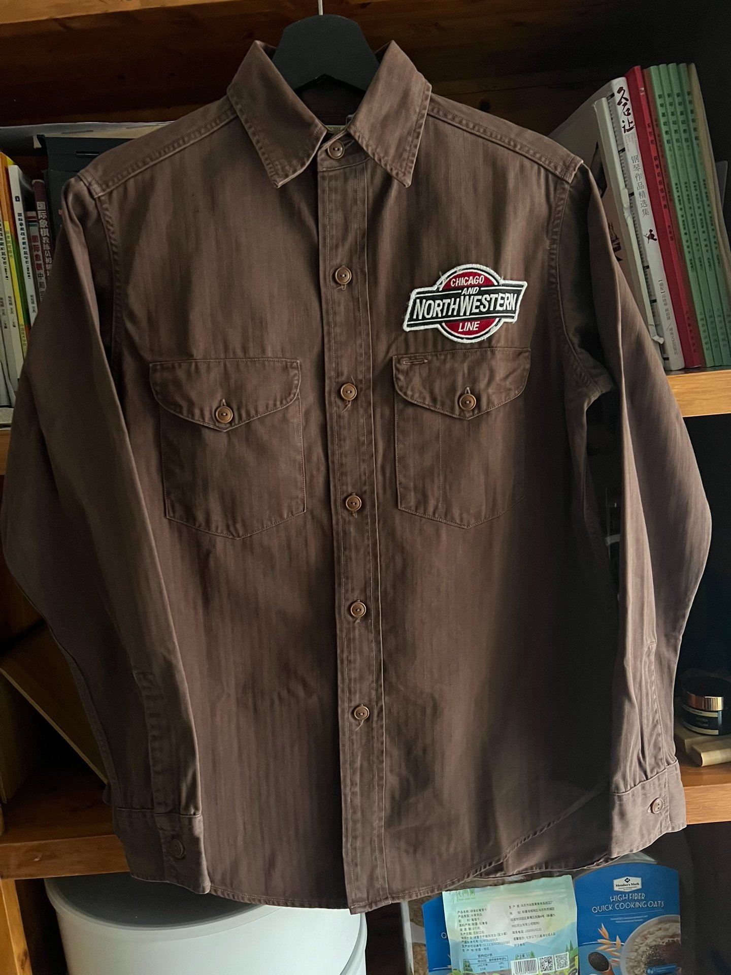 Warehouse Vintage Fishbone Workwear Shirt — front
