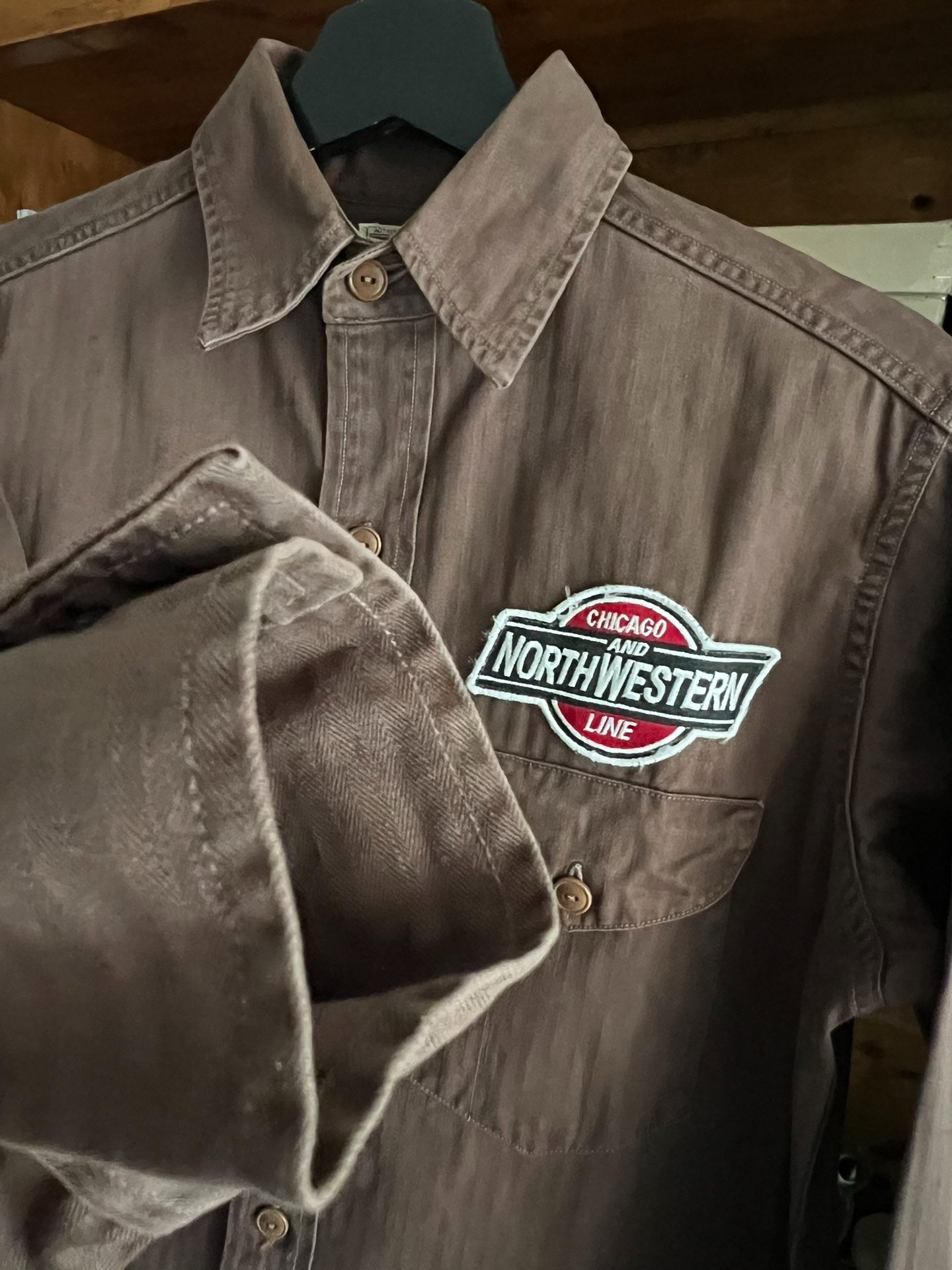 Warehouse Vintage Fishbone Workwear Shirt — back
