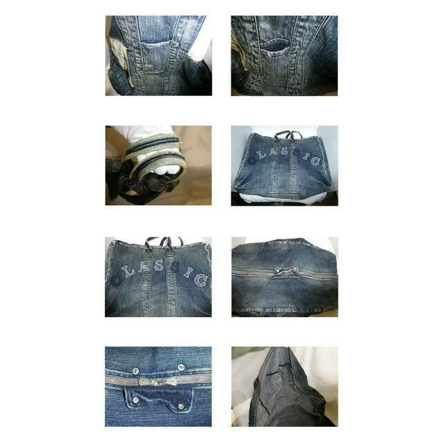 Porter Classic Denim Large Capacity Bag — label