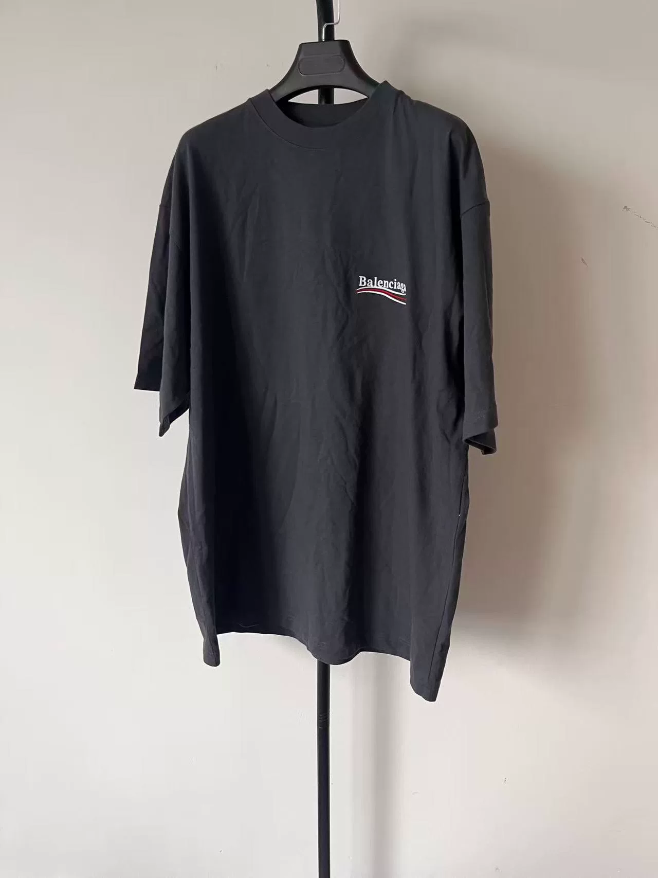 Balenciaga Logo Embroidery Round Neck T-shirt