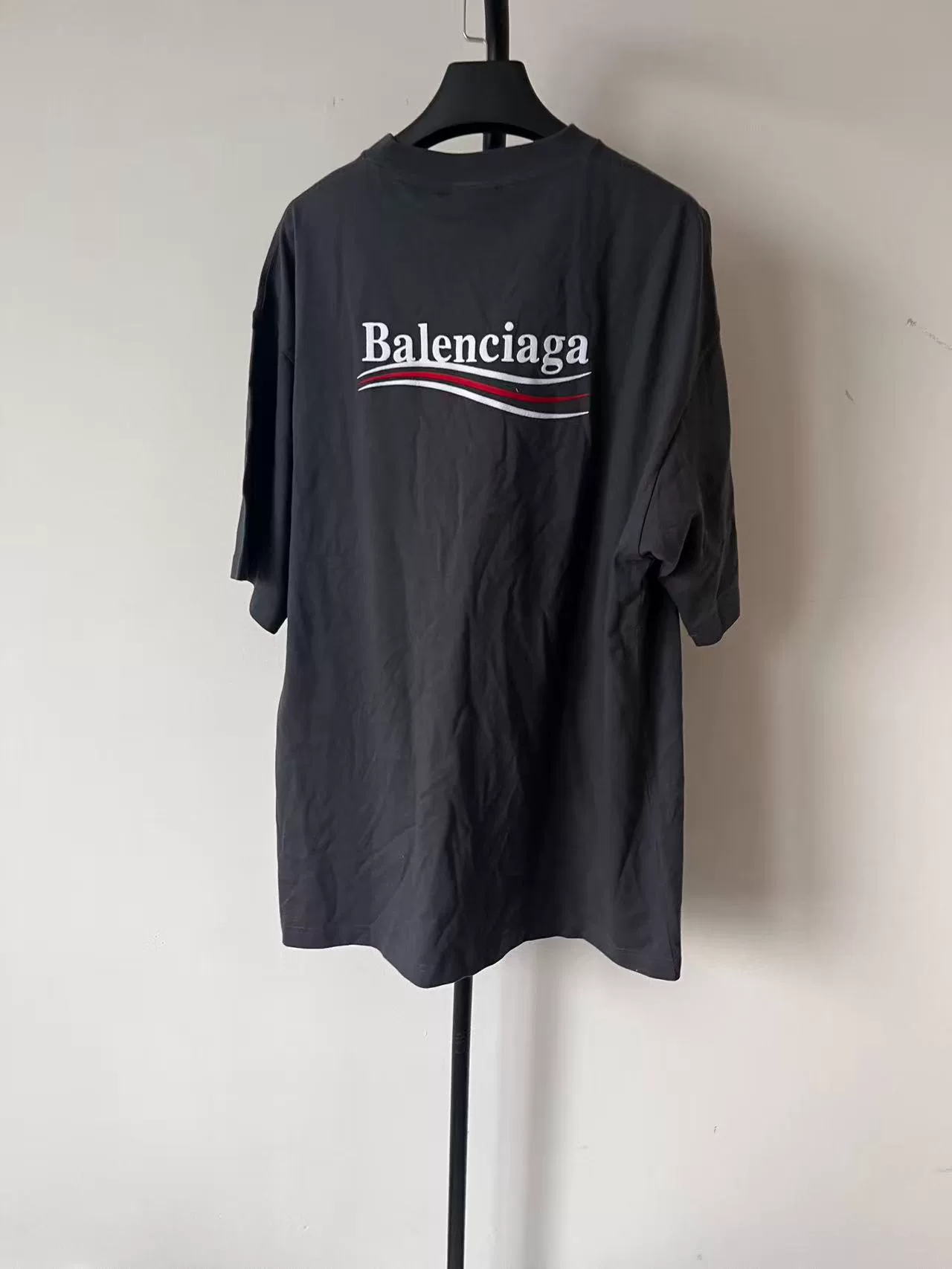 Balenciaga Logo Embroidery Round Neck T-shirt — front