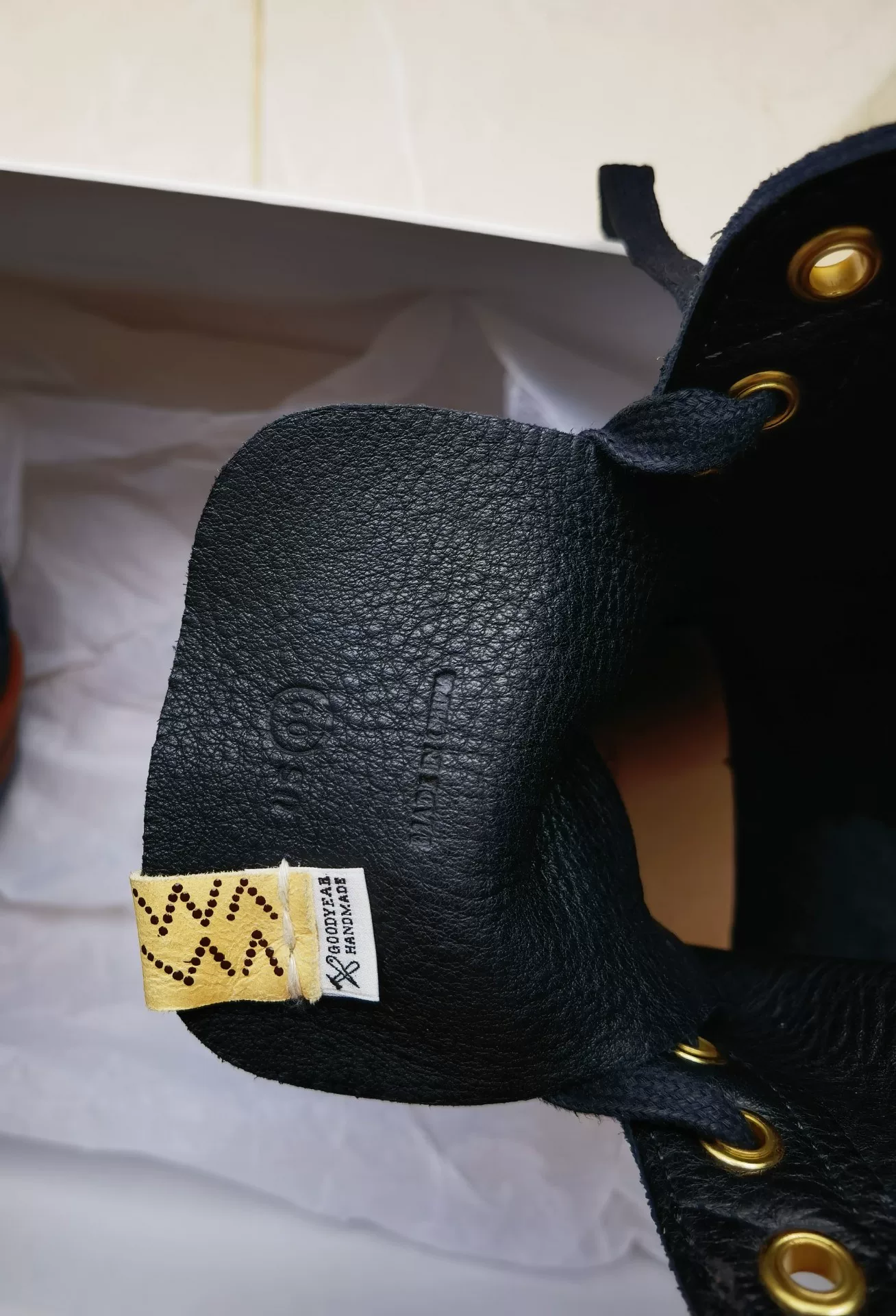 Visvim 20AW Brigadier Black Boots — label