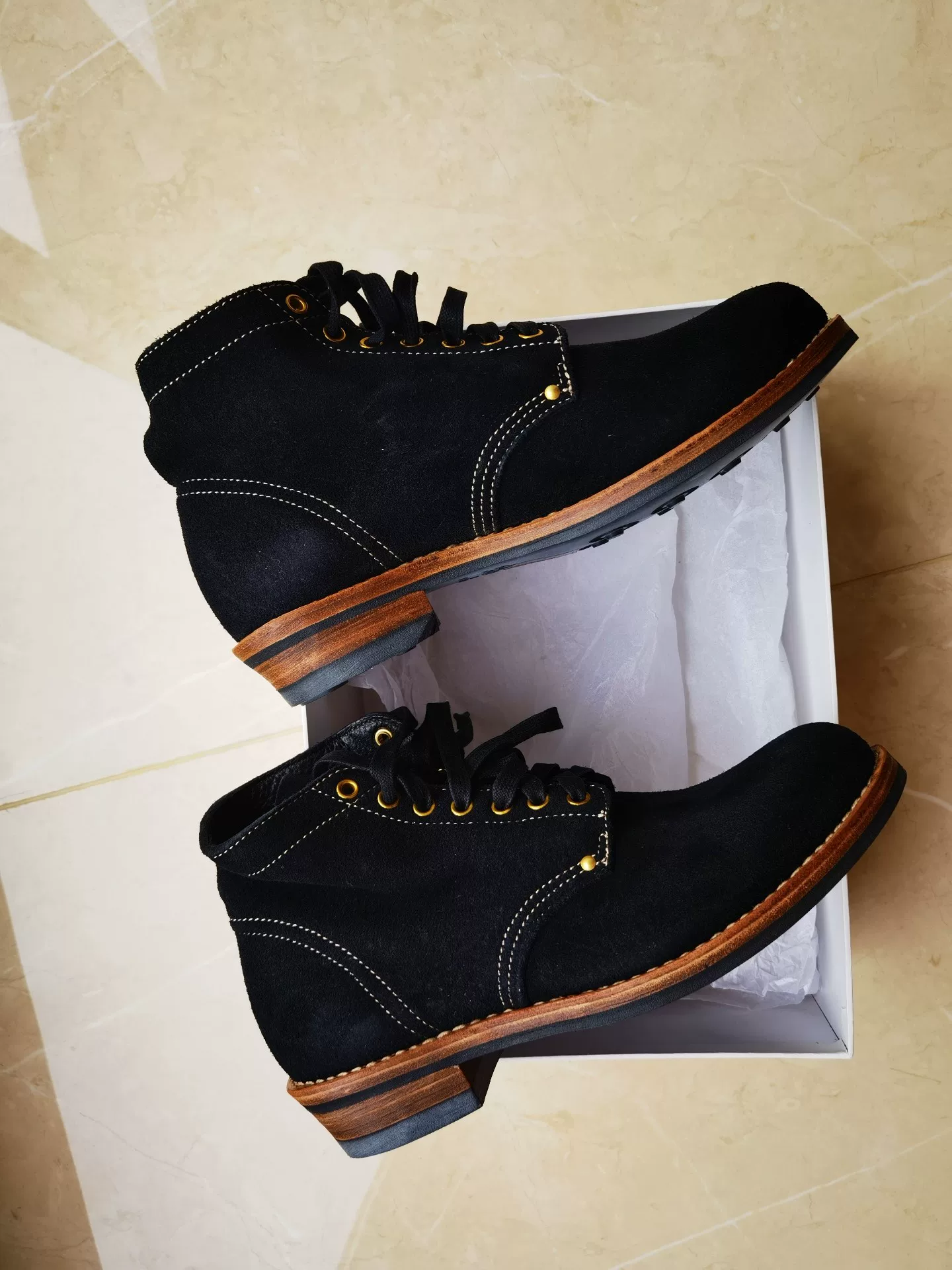 Visvim 20AW Brigadier Black Boots — detail