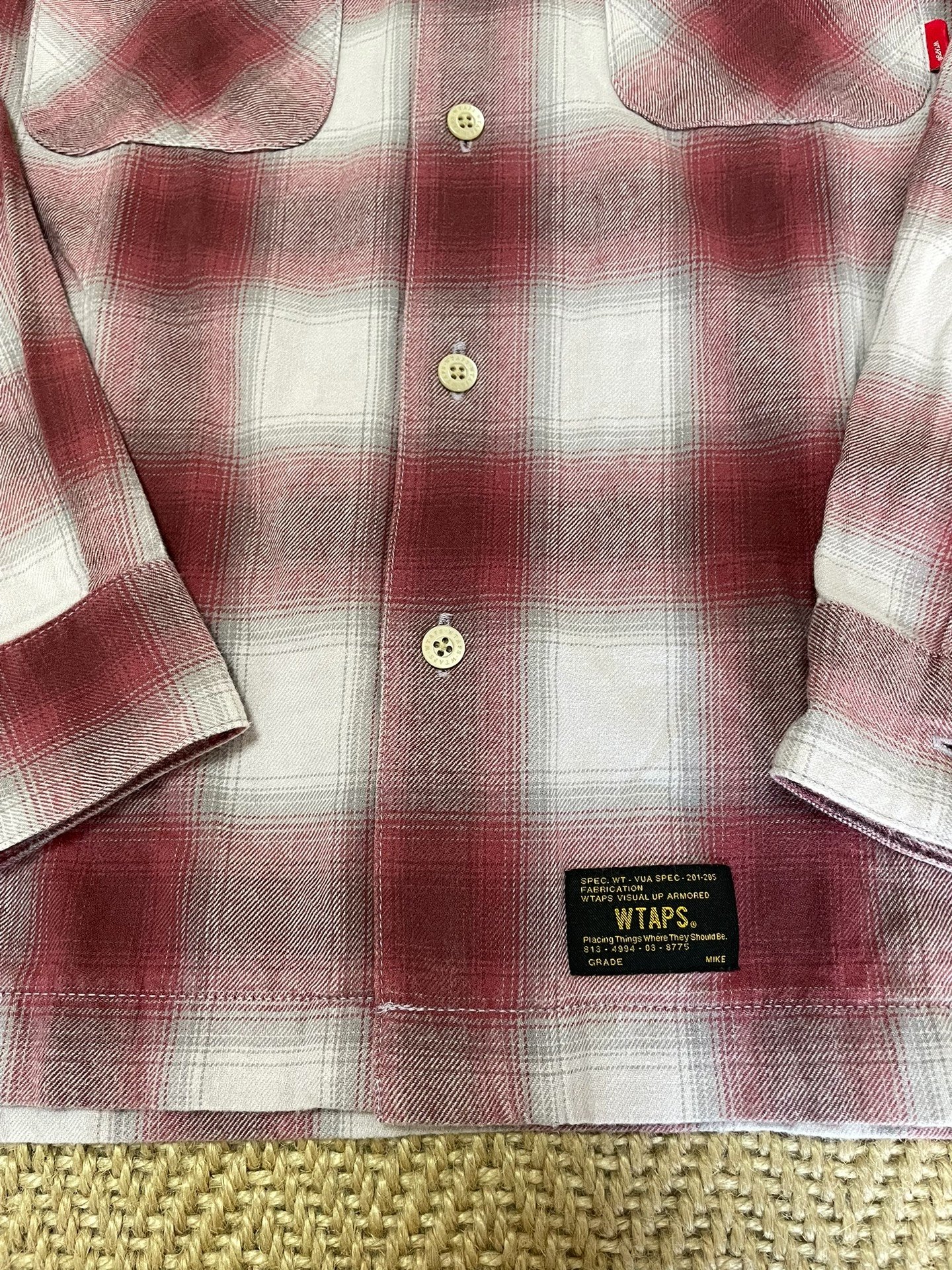 WTAPS VATOS Psychedelic Red Check Shirt — back